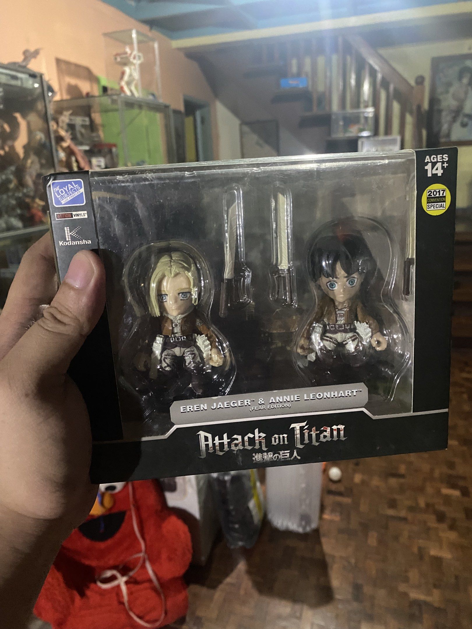 Attack on Titan Eren Jaeger & Annie Leonhart Figure (Category: Figurines & Statues) located in Taguig. Submitted by diannkalang (Listing ID 1419916970, Image 1). Description: loyal subjects figure Attack on Titan Eren Jaeger & Annie Leonhart Fear Edition figures. Includes two figures and two swords. The box shows the figures of Eren Jaeger and Annie Leonhart. The box also shows other characters from the series. The figures are from 2017. brandnew