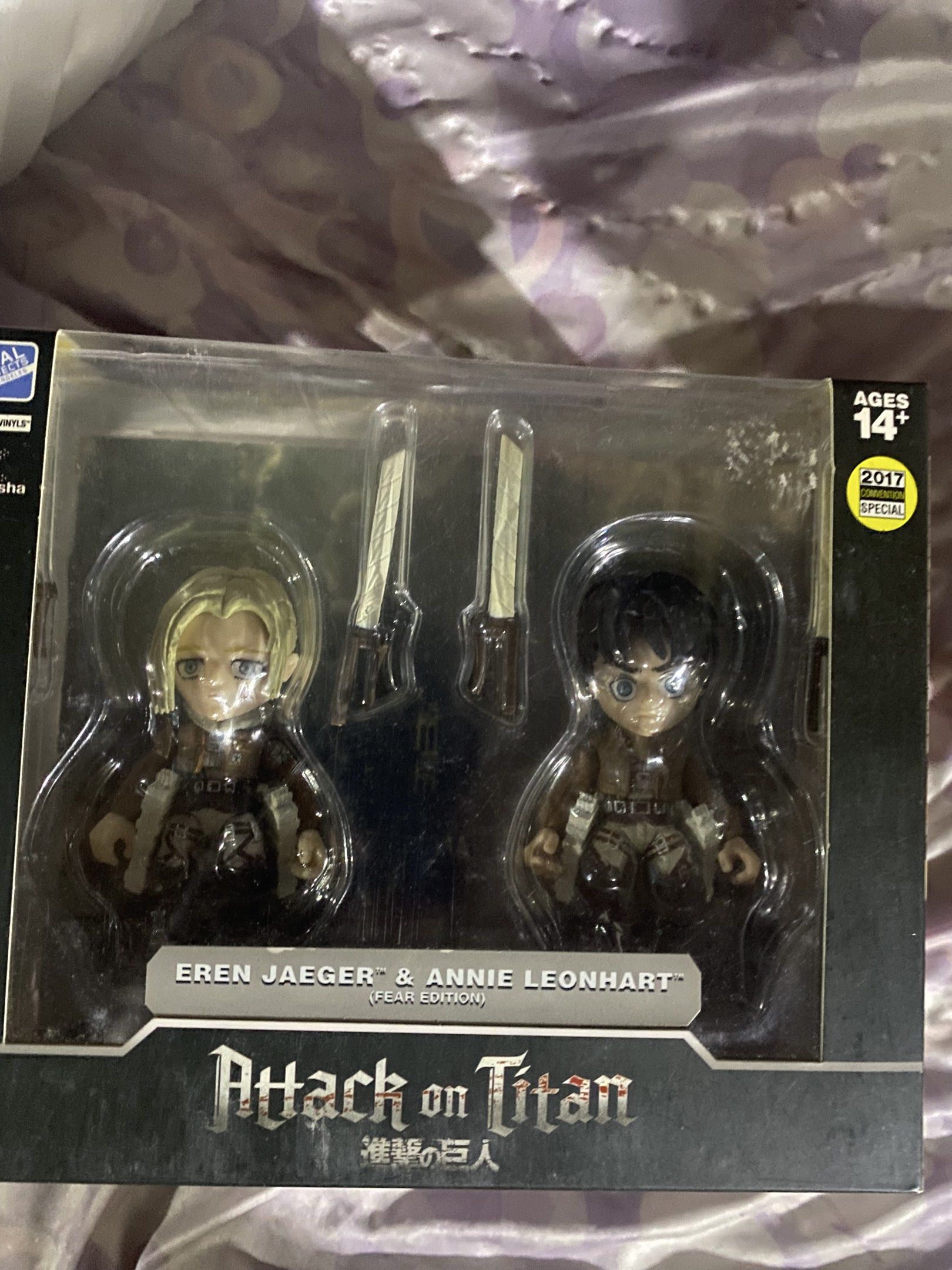 Attack on Titan Eren Jaeger & Annie Leonhart Figure (Category: Figurines & Statues) located in Taguig. Submitted by diannkalang (Listing ID 1419916970, Image 3). Description: loyal subjects figure Attack on Titan Eren Jaeger & Annie Leonhart Fear Edition figures. Includes two figures and two swords. The box shows the figures of Eren Jaeger and Annie Leonhart. The box also shows other characters from the series. The figures are from 2017. brandnew