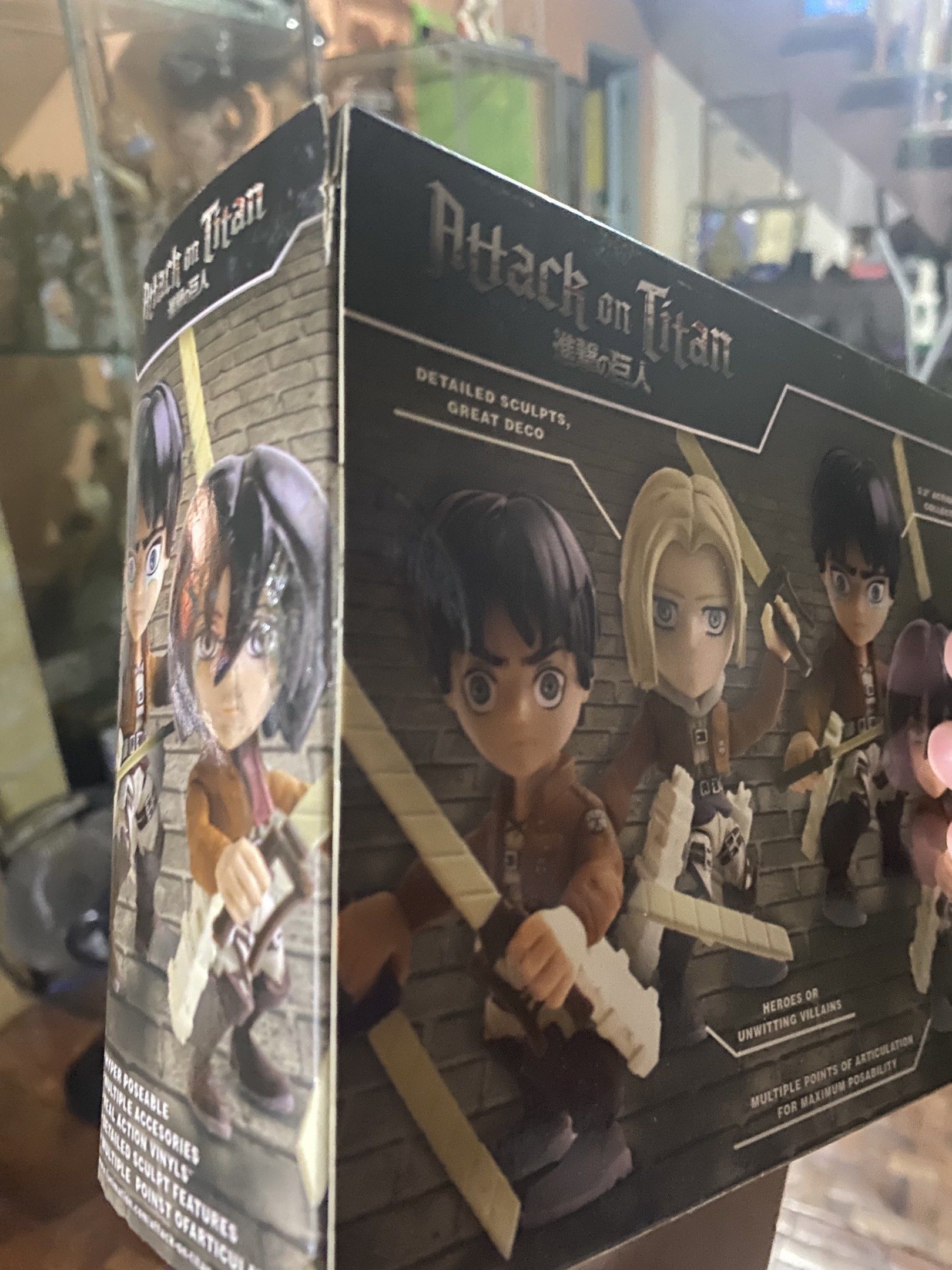 Attack on Titan Eren Jaeger & Annie Leonhart Figure (Category: Figurines & Statues) located in Taguig. Submitted by diannkalang (Listing ID 1419916970, Image 2). Description: loyal subjects figure Attack on Titan Eren Jaeger & Annie Leonhart Fear Edition figures. Includes two figures and two swords. The box shows the figures of Eren Jaeger and Annie Leonhart. The box also shows other characters from the series. The figures are from 2017. brandnew