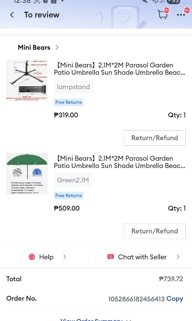 BIG UMBRELLA WITH STAND (HEAVY DUTY) (Category: Umbrellas) located in San Pedro. Submitted by youngtiger-0d9414 (Listing ID 1419821590, Image 3). Description: BIG UMBRELLA WITH STAND (only used twice for Bazaar) RFS: Di na nagagamit (heavy duty po to) Original price: 739.72 Selling for only: 500 pesos.