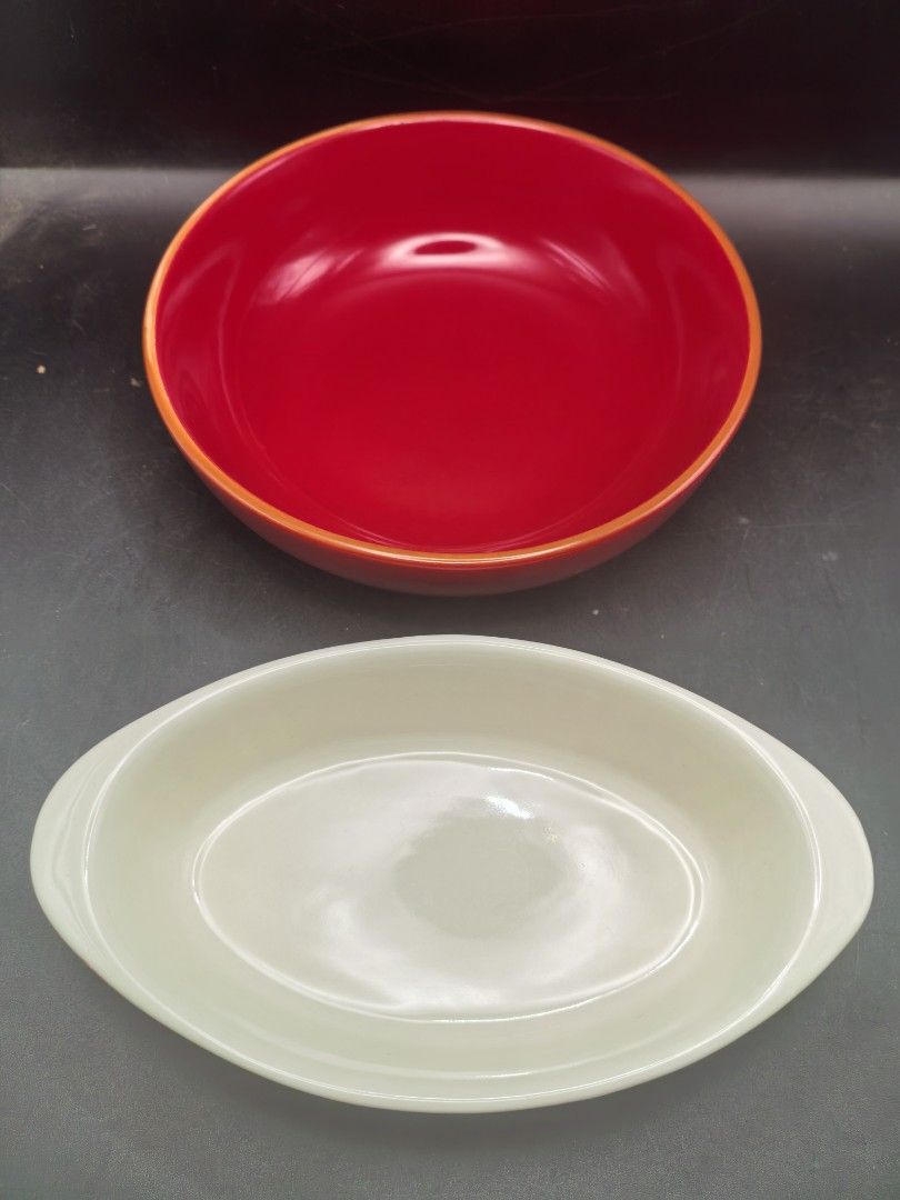 Deep Red Ceramic Dish and Bowl - Pair (Category: Other Kitchenware & Tableware) located in Cebu City. Submitted by dudes_villanueva (Listing ID 1419791342, Image 2). Description: Deep Red Ceramic Dish and Bowl - Pair 📌In excellent condition. Thick Ceramic Wall. Bowl: Diameter: 7.25 in Height: 2.25 inch Dish: L7.5xW4.25xH1.75 in .