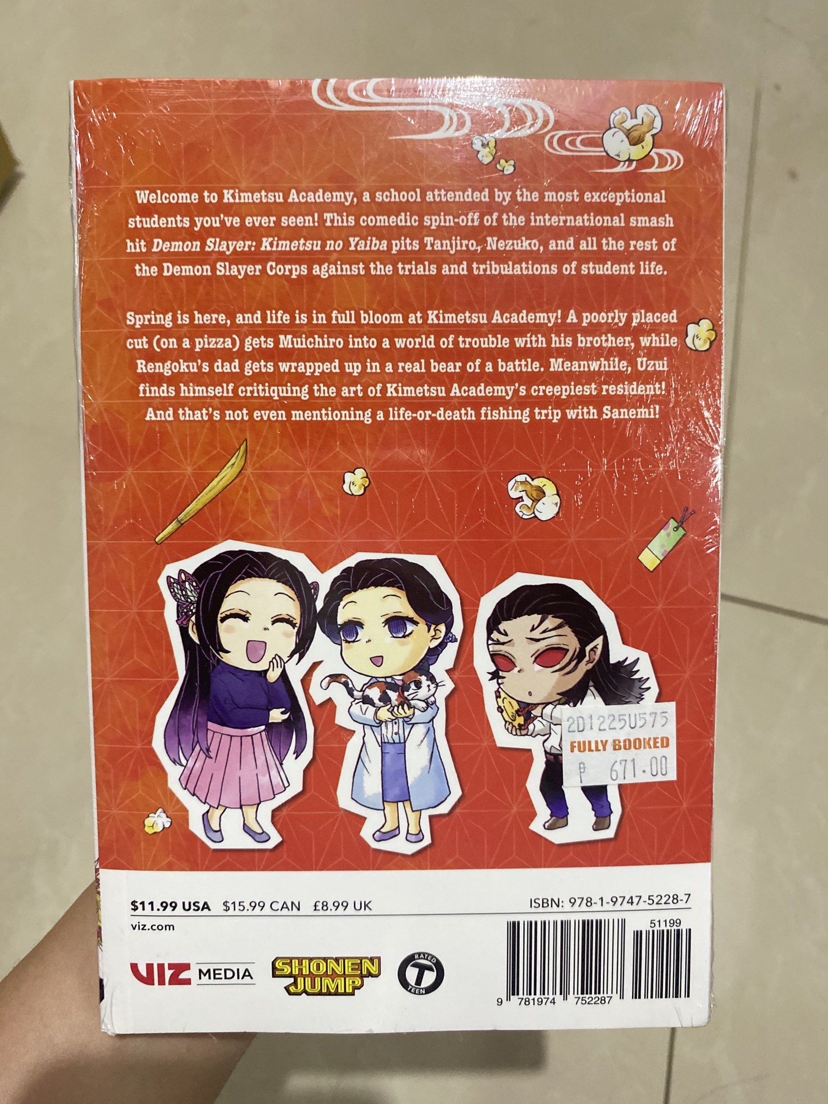 Demon Slayer: Kimetsu Academy Manga (Category: Comics & Manga) located in Manila. Submitted by 29shantelle_singun (Listing ID 1419883337, Image 2). Description: -sealed - Demon Slayer: Kimetsu Academy manga - English version - Published by VIZ Media - Features characters in a school setting - Includes a story synopsis on the back.