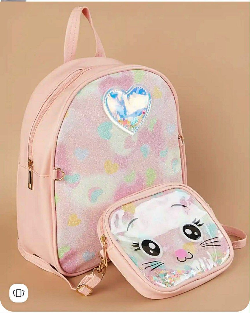 Ginger Pink Cat Backpack with Sling Bag (Category: Backpacks) located in Mandaluyong City. Submitted by kidssection_2891 (Listing ID 1419976077, Image 2). Description: .