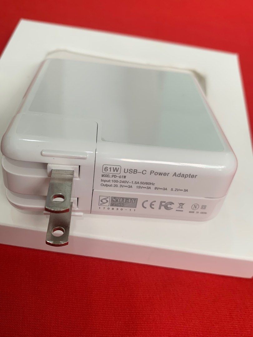 MacBook Adapter Type C (USB-C) Charger (Category: Chargers & Cables) located in San Juan City. Submitted by ph_gadgets_hub (Listing ID 1419862388, Image 1). Description: 💯% MacBook 61W Type C Charger😍 💯% Data sync supported 💯% MFI Certified 💯% Brand new WE ARE STILL ON SALE ❗️ SALE❗️₱1,300 61W USB-C Power MacBook Adapter also available: ₱1,000 30W USB-C Power Adapter ₱1,000 35W Dual USB-C Power Adapter ₱1,200 40W USB-C Power Adapter ₱1,400 4