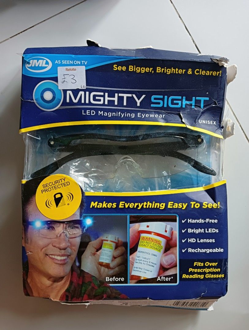 Mighty sight (Category: Designer & Blind Box Toys) located in Porac. Submitted by redapple24 (Listing ID 1419821142, Image 1). Description: damaged box lang.