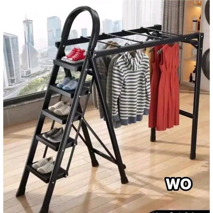 Multifunctional 5-Step Ladder with Clothes Rack (Category: Other Home Furniture) located in Manila. Submitted by micoooy (Listing ID 1419910843, Image 2). Description: Versatile 5-step ladder doubles as a clothes rack. It comes in multiple colors and can hold up to 300斤. The ladder is designed for stability and safety, making it suitable for various uses, including reaching high places and organizing clothes. It's a multi-use item that can be use