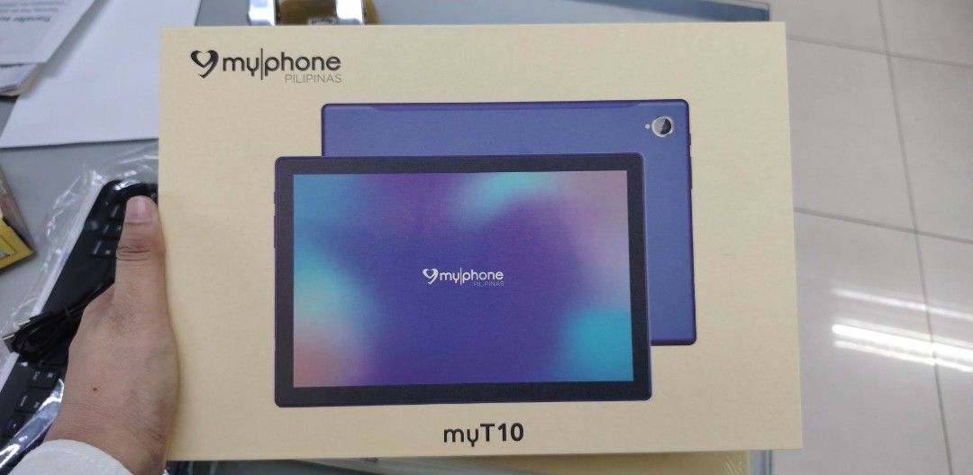 MyPhone myT10 Tablet with Keyboard (Category: Android) located in Quezon City. Submitted by michaelame37212 (Listing ID 1419904676, Image 1). Description: Comes with keyboard perfect for your kids. Display: 10.1-inch IPS LCD (WXGA 1366 x 768), 16:10 aspect ratio. Processor: 2.0GHz Octa-Core processor. RAM: 4GB RAM. Storage: 64GB internal storage, expandable up to 512GB via microSD card. Operating System: Android 12. Camera: 8AP Auto-Focus rear ca