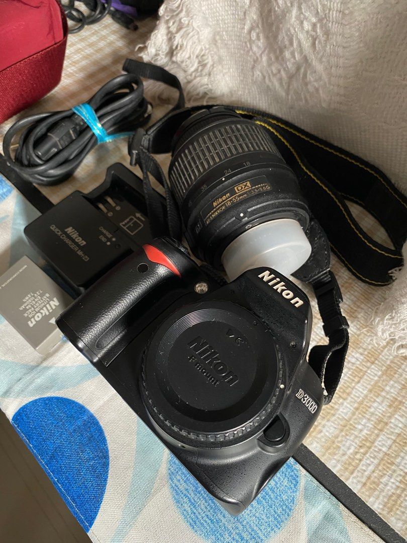 Nikon D3000 (Old. For parts out) (Category: Cameras) located in Imus. Submitted by shopfromlilo (Listing ID 1419876367, Image 1). Description: -Old. For parts out. -Working but not ideal to use anymore - Nikon D3000 DSLR camera - 18-55mm lens included - Comes with charger and battery - Includes camera strap and bag (damage strap) Imus, Cavite location.