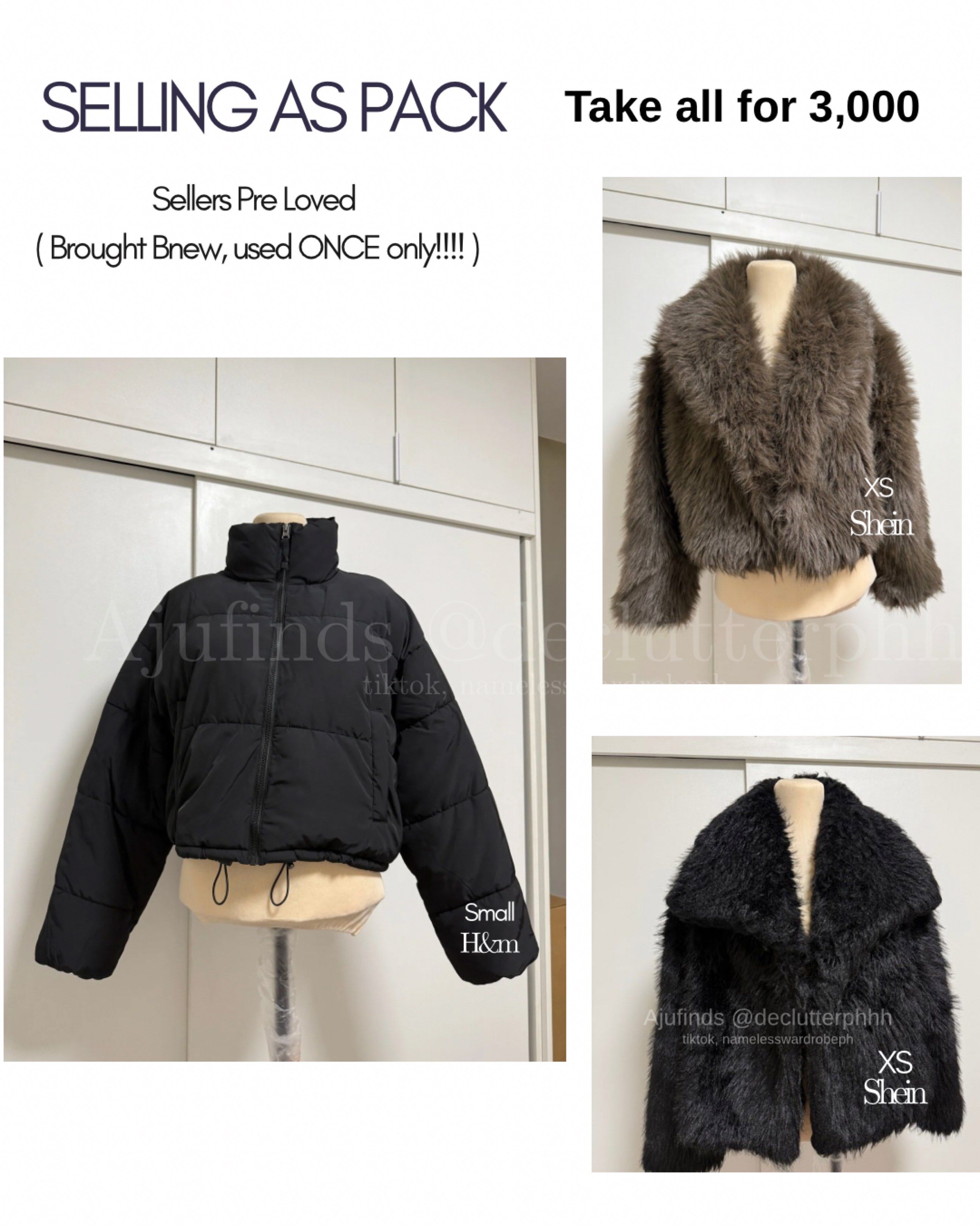 Outerwear Set B - 3 for 2,500 (Category: Coats, Jackets and Outerwear) located in Batangas. Submitted by declutterphhh (Listing ID 1419876530, Image 1). Description: All brought in Brand New condition and worn ONCE only for winter trip. Take 3 for 3,000 Sf not included. .