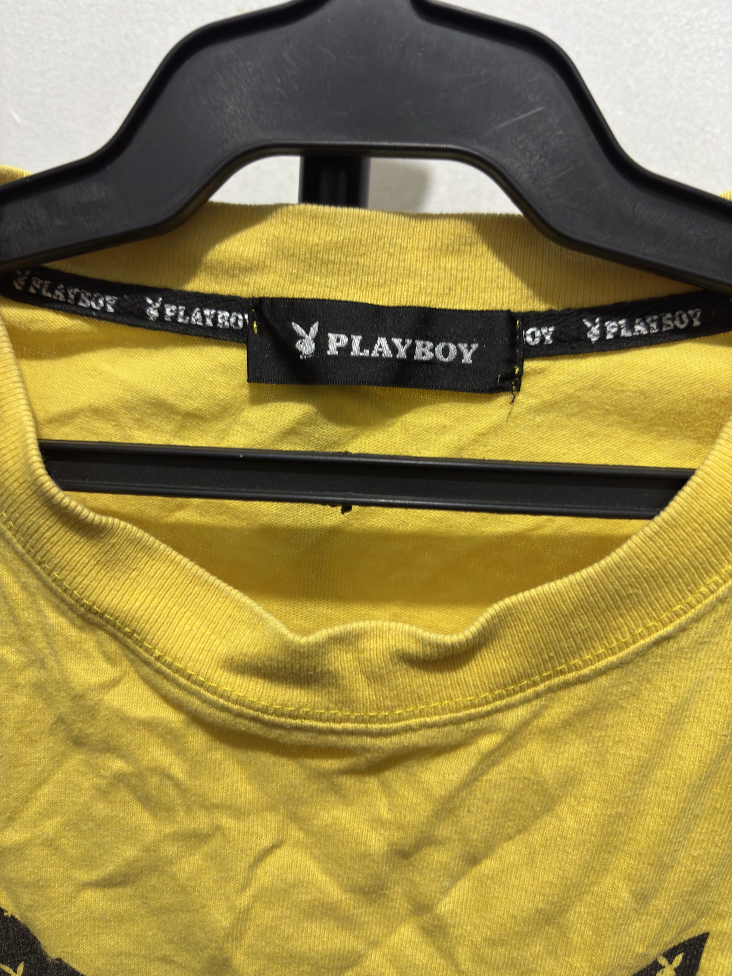 Playboy long-sleeve T-shirt (Category: Coats, Jackets and Outerwear) located in Manila. Submitted by hanj_ (Listing ID 1419974659, Image 2). Description: Playboy long sleeve 💛 Original, good condition Size: XL Color: yellow RFS: decluttering Message me for details ✨.