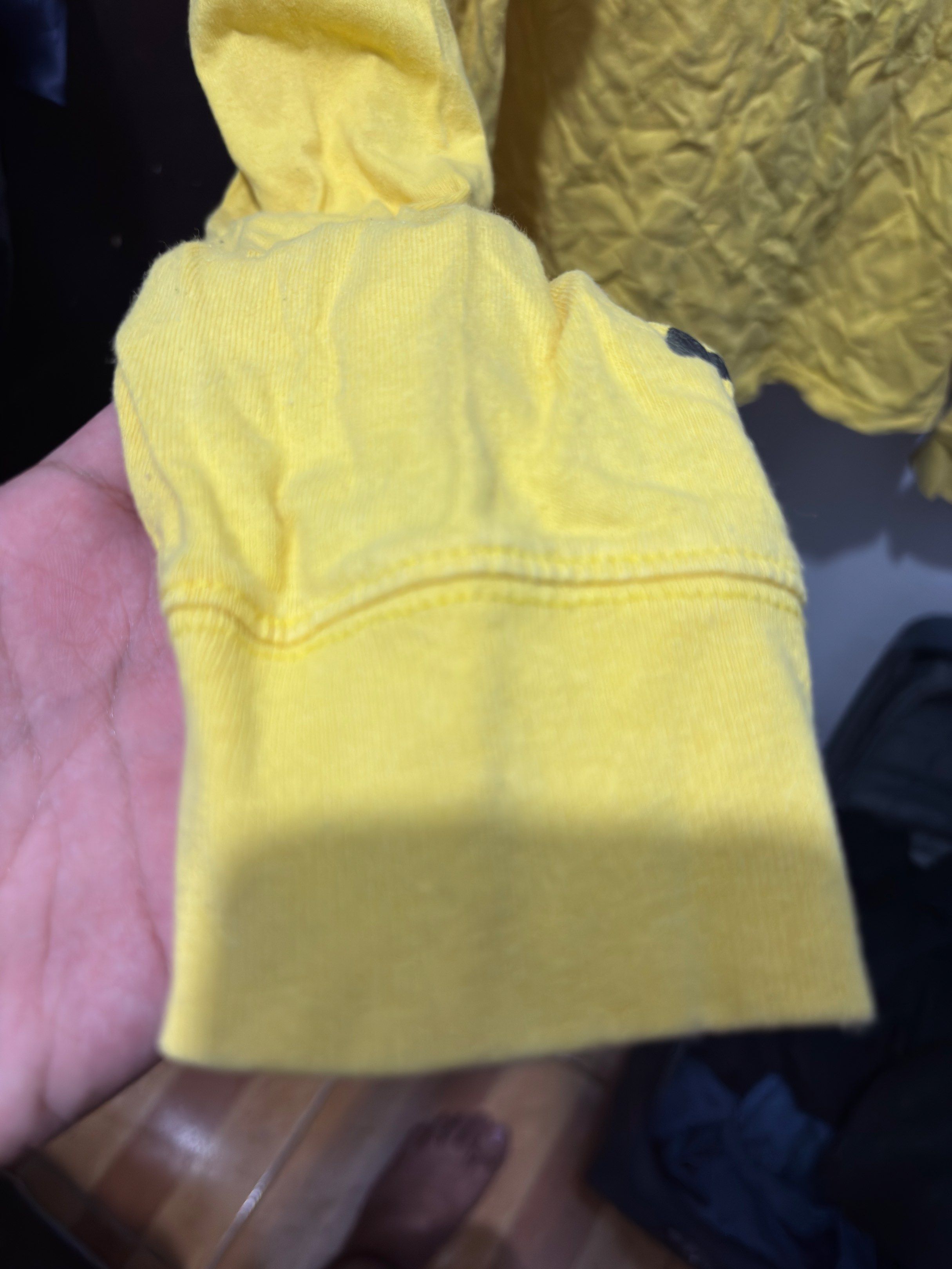 Playboy long-sleeve T-shirt (Category: Coats, Jackets and Outerwear) located in Manila. Submitted by hanj_ (Listing ID 1419974659, Image 3). Description: Playboy long sleeve 💛 Original, good condition Size: XL Color: yellow RFS: decluttering Message me for details ✨.