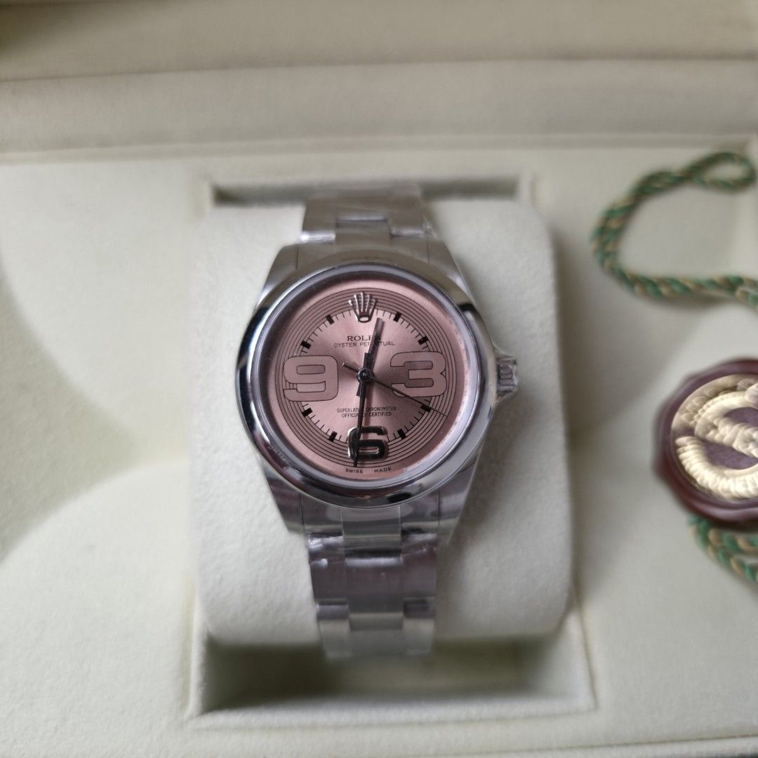 Rolex Oyster Perpetual 31 (Category: Luxury Watches) located in Marikina City. Submitted by orohirayajewelryandwatches (Listing ID 1419780308, Image 1). Description: Rolex Oyster Perpetual 31 Reference number : 177200 Case diameter : 31 mm Dial : Pink Inclusions : box, manual hangtag No papers Circa : 2008 Rating : 9/10 295,000 Php Accepting trade in gold or jewelry We buy: Gold (any karat) Jewelry (old or new) Diamond ( any cut) High-end watches