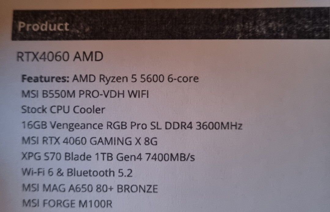 RTX4060 AMD Gaming PC65561094554627114