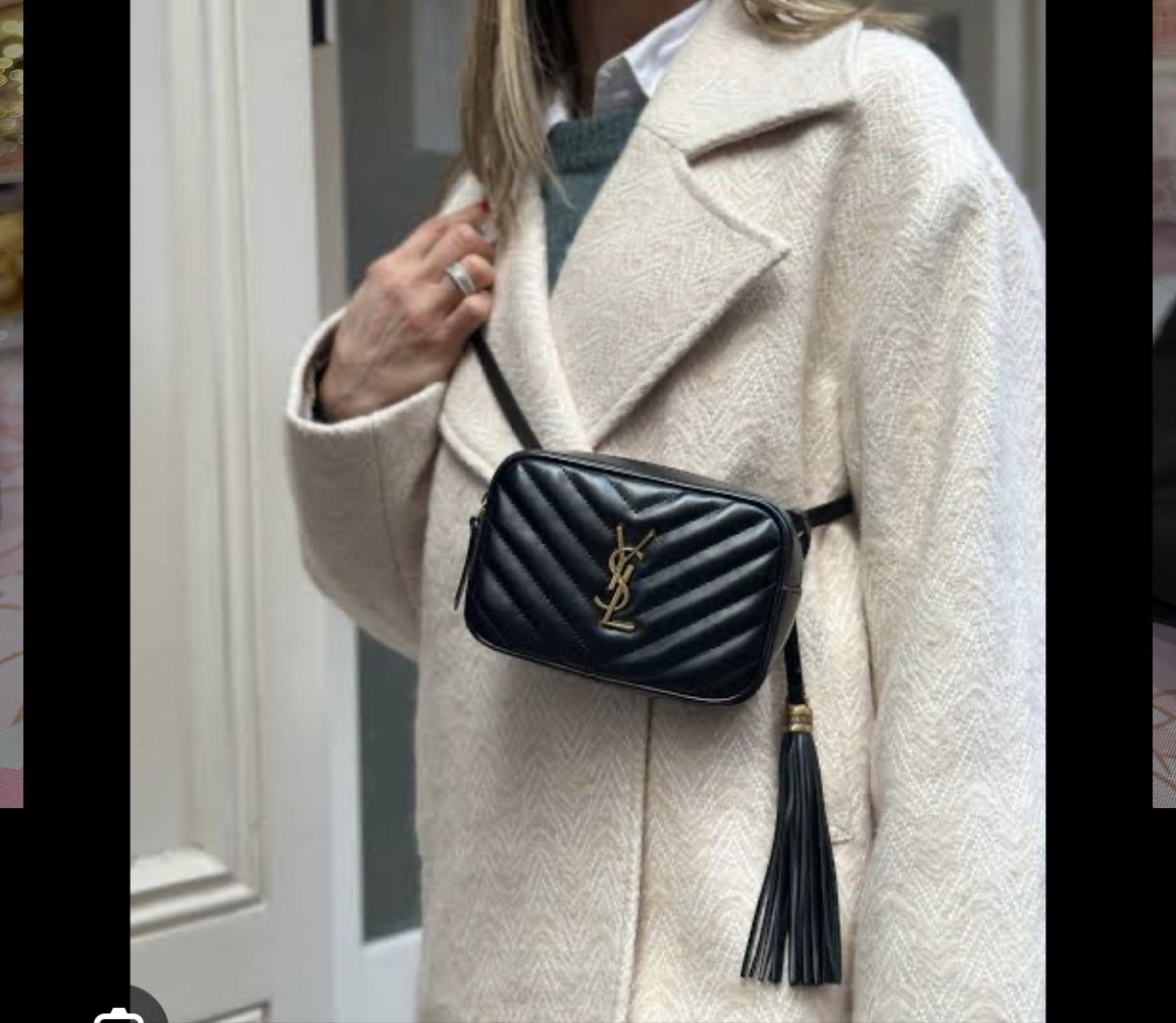 Saint Laurent Lou Camera Bag (Category: Luxury Bags & Wallets) located in Caloocan City. Submitted by mavs_alinas (Listing ID 1419962363, Image 1). Description: Original money back if proven fake 😉 - Saint Laurent Lou Camera Bag - Black, chevron-quilted design - Gold-tone YSL logo - Detachable shoulder strap - Tassel detail - Top zip closure - Interior pocket - Includes dust bag - Includes Saint Laurent card.