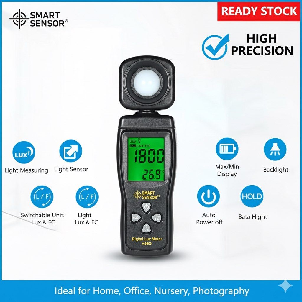 Smart Sensor Digital Lux Meter AS803, Furniture & Home Living, Home ...