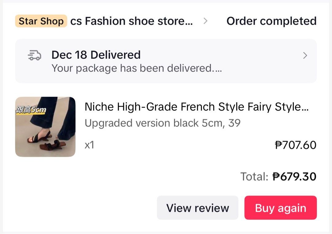 Tiktok viral black sandals (Category: Flats & Sandals) located in Muntinlupa City. Submitted by cssndrax (Listing ID 1419872786, Image 3). Description: - Used once only - 5cm heel - Comfortable fit - Black strap, brown footbed.