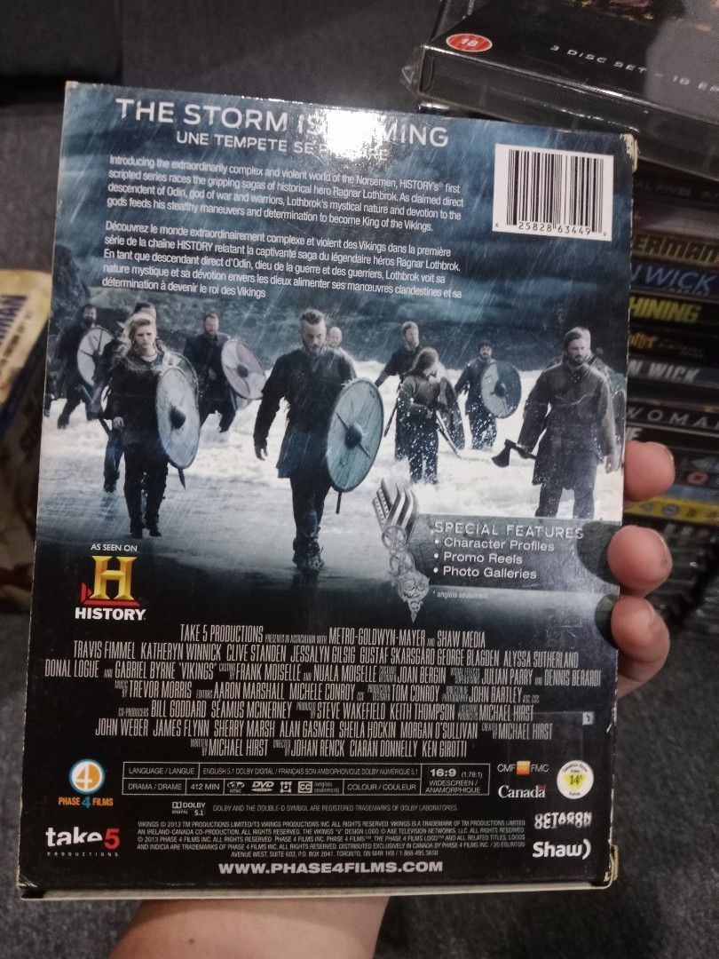 Vikings DVD Box Set - Seasons 1, 2, 3 & 4 (Category: CDs & DVDs) located in Davao. Submitted by suxrox (Listing ID 1419797886, Image 3). Description: - Vikings DVD Box Set - Includes Seasons 1, 2, 3, and Season 4 Volume 1 - Complete seasons with multiple discs each - All sets in original packaging - Season 1 includes special features like character profiles and photo galleries.