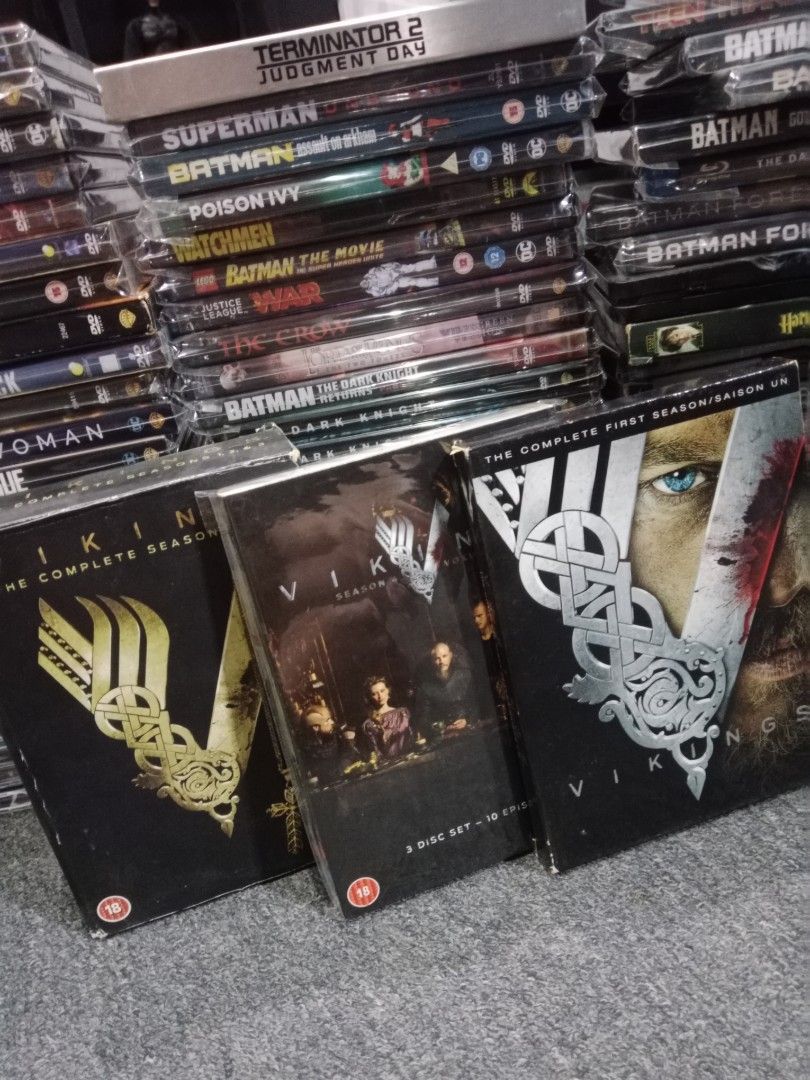Vikings DVD Box Set - Seasons 1, 2, 3 & 4 (Category: CDs & DVDs) located in Davao. Submitted by suxrox (Listing ID 1419797886, Image 1). Description: - Vikings DVD Box Set - Includes Seasons 1, 2, 3, and Season 4 Volume 1 - Complete seasons with multiple discs each - All sets in original packaging - Season 1 includes special features like character profiles and photo galleries.