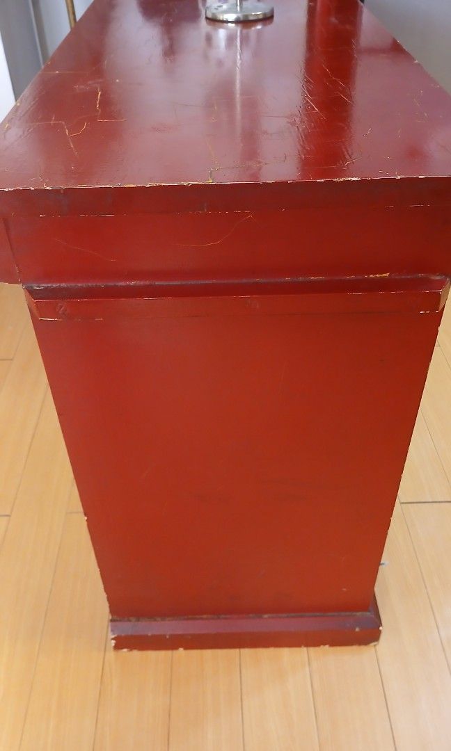 Vintage Red Cabinet with Drawers (Category: Shelves, Cabinets & Racks) located in San Juan City. Submitted by frugalmomph (Listing ID 1419790150, Image 3). Description: - Vintage red cabinet - Multiple drawers for storage - Glass-door compartment with shelves - Antique-style hardware - Adds character to any room.
