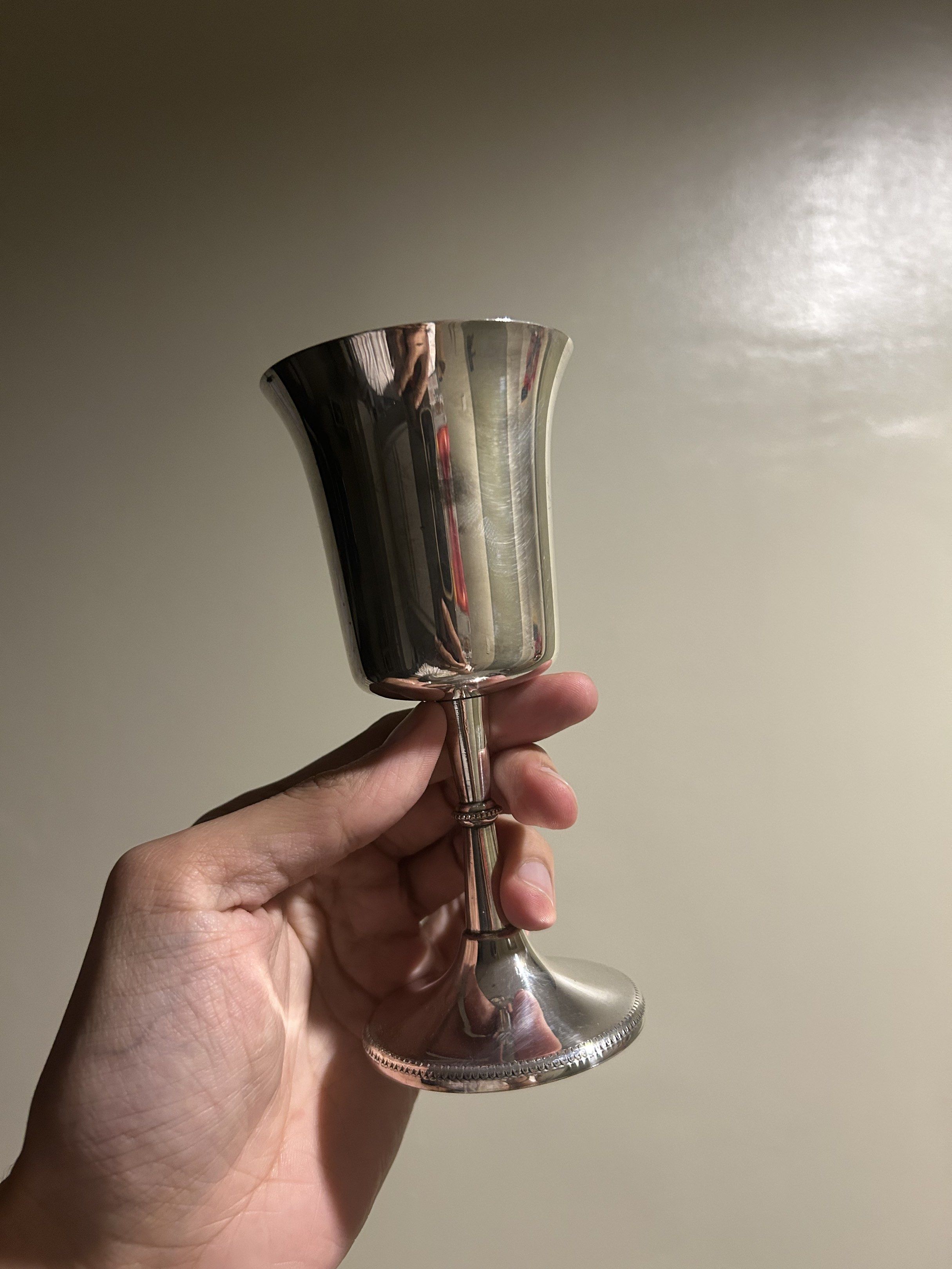 Vintage Silver Plated Chalice (Category: Dinnerware & Cutlery) located in Bulacan. Submitted by YourCollection (Listing ID 1419964643, Image 3). Description: - Vintage silver-plated chalices - Height: 14.5cm - Diameter: 6.75cm - Classic design with flared cup, slender stem, and round base - Perfect for display or use.