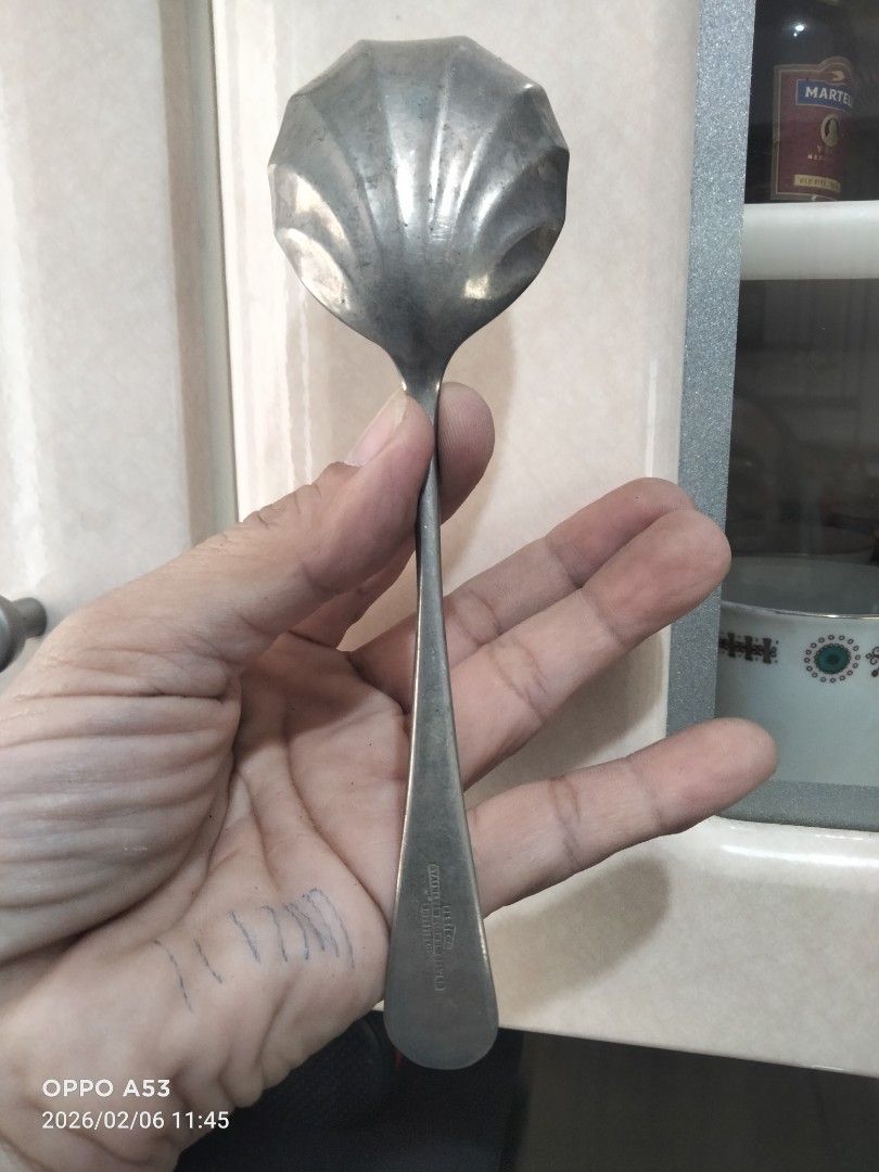 Antique Spoon - A. & S. Co. Sheffield (Category: Dinnerware & Cutlery) located in Carmona. Submitted by rpute (Listing ID 1420005847, Image 2). Description: - Antique spoon by A. & S. Co. from Sheffield. - Unique shell-shaped bowl design. - Simple and elegant handle. - Marked with "A. & S. Co. STAINLESS NICKEL SILVER SHEFFIELD"..