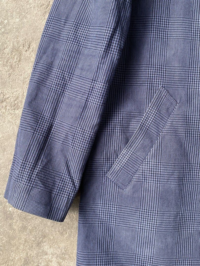 A.P.C. Blue Plaid Mac Coat (Category: Coats, Jackets and Outerwear) located in Lipa City. Submitted by dcd1217 (Listing ID 1420126860, Image 3). Description: - A.P.C. Blue Plaid Mac Coat - Size: Medium fit up to Large - Button-down front - Two front pockets - Collared neckline - Made in: Poland - Fabric: - Outer: 100% Cotton - Lining: 61% Acetate, 39% Viscose - Care: Dry Clean Only.