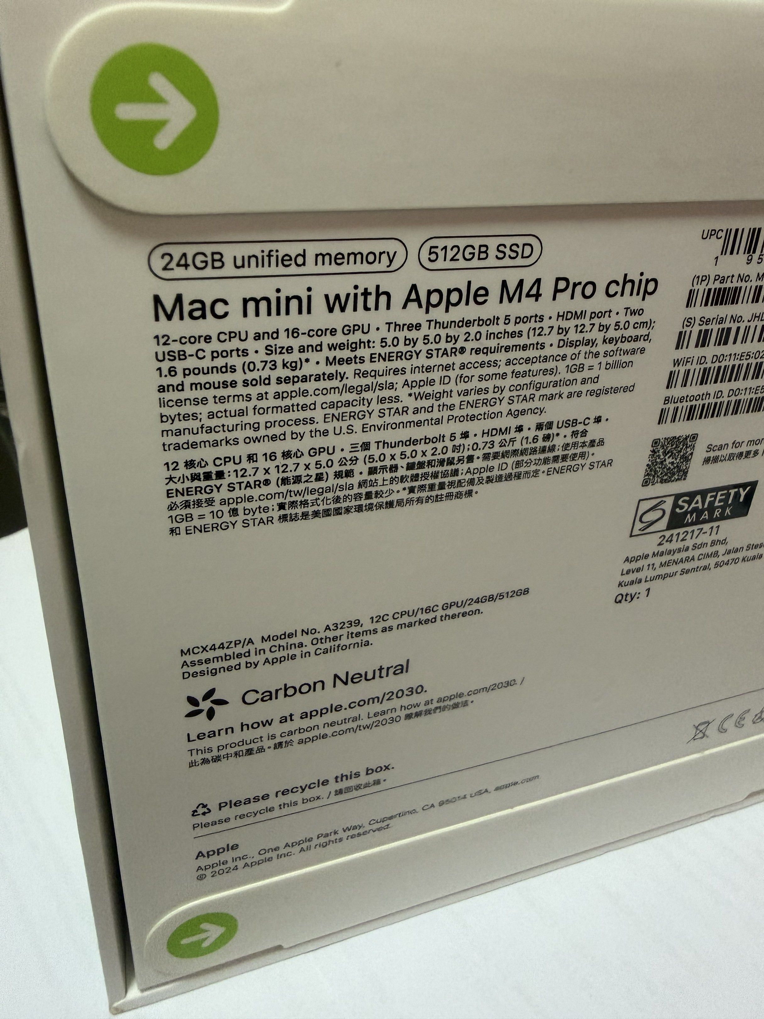 Apple Mac Mini M4 Pro 24GB 512GB65561094210945111