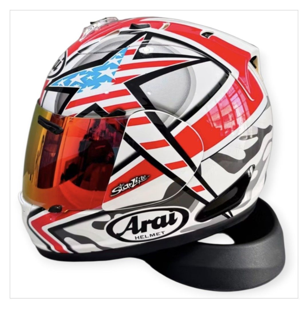 ARAI RX7X HAYDEN LAGUNA WHITE FULL FACE HELMET (Category: Motorcycle Accessories) located in Singapore. Submitted by pure.shoppingstuff (Listing ID 1420120972, Image 1). Description: ARAI RX7X HAYDEN LAGUNA BLACK FULL FACE HELMET - Clear visor other colour pm - SIZE M L XL XXL - Preorder 10-15day - Deposit $50 Balance Payments on collection Day Self collect 650316 or by courier.