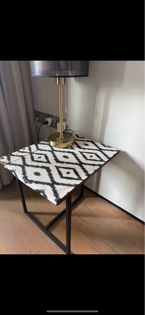 Bedside table (Category: Tables & Sets) located in Singapore. Submitted by magdalandf (Listing ID 1420094911, Image 1). Description: Bedside / corner table - wooden base. Customized with fabric. I have 2!! - 18 SGD each.