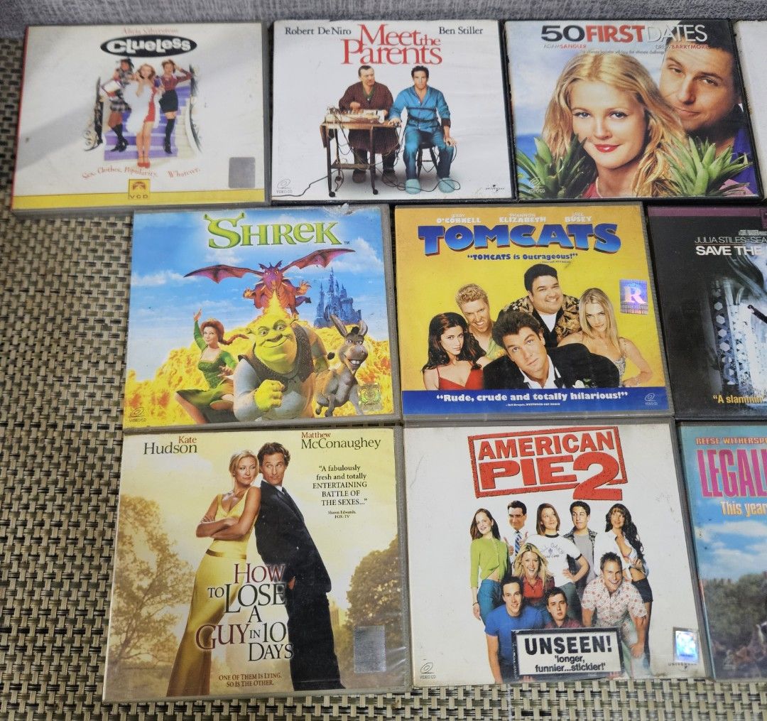 DVD Movie Collection - Clueless, 50 First Dates, etc. (Category: CDs & DVDs) located in Rizal. Submitted by cherry_garcia (Listing ID 1420067768, Image 2). Description: Collection of DVD movies including Clueless, Meet the Parents, 50 First Dates, Bring It On, Shrek, Tomcats, Save the Last Dance, How to Lose a Guy in 10 Days, American Pie 2, and Legally Blonde. These DVDs are perfect for movie nights. Enjoy a variety of genres from comedy to roma