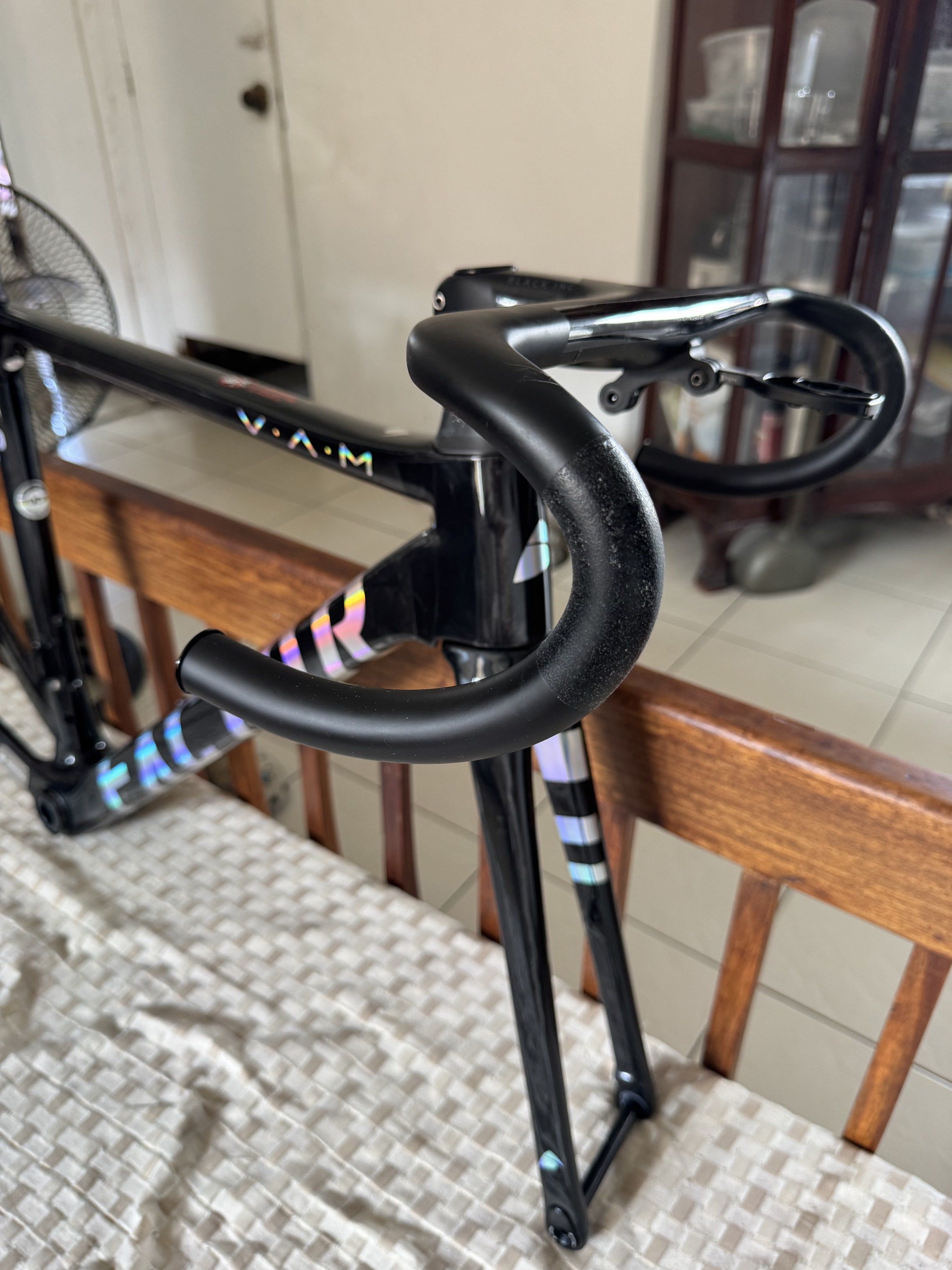 Factor o2 vam (Category: Bicycles) located in Manila. Submitted by ramsanjuan27295 (Listing ID 1419982043, Image 2). Description: Frameset Pristine condition with bike skin One of the lightest frame Factor o2 vam Size 49 With ceramicspeed bottom bracket, black inc barstem, black inc seatpost, pizza box and other accessories Rarely used Slightly negotiable Bgc location.