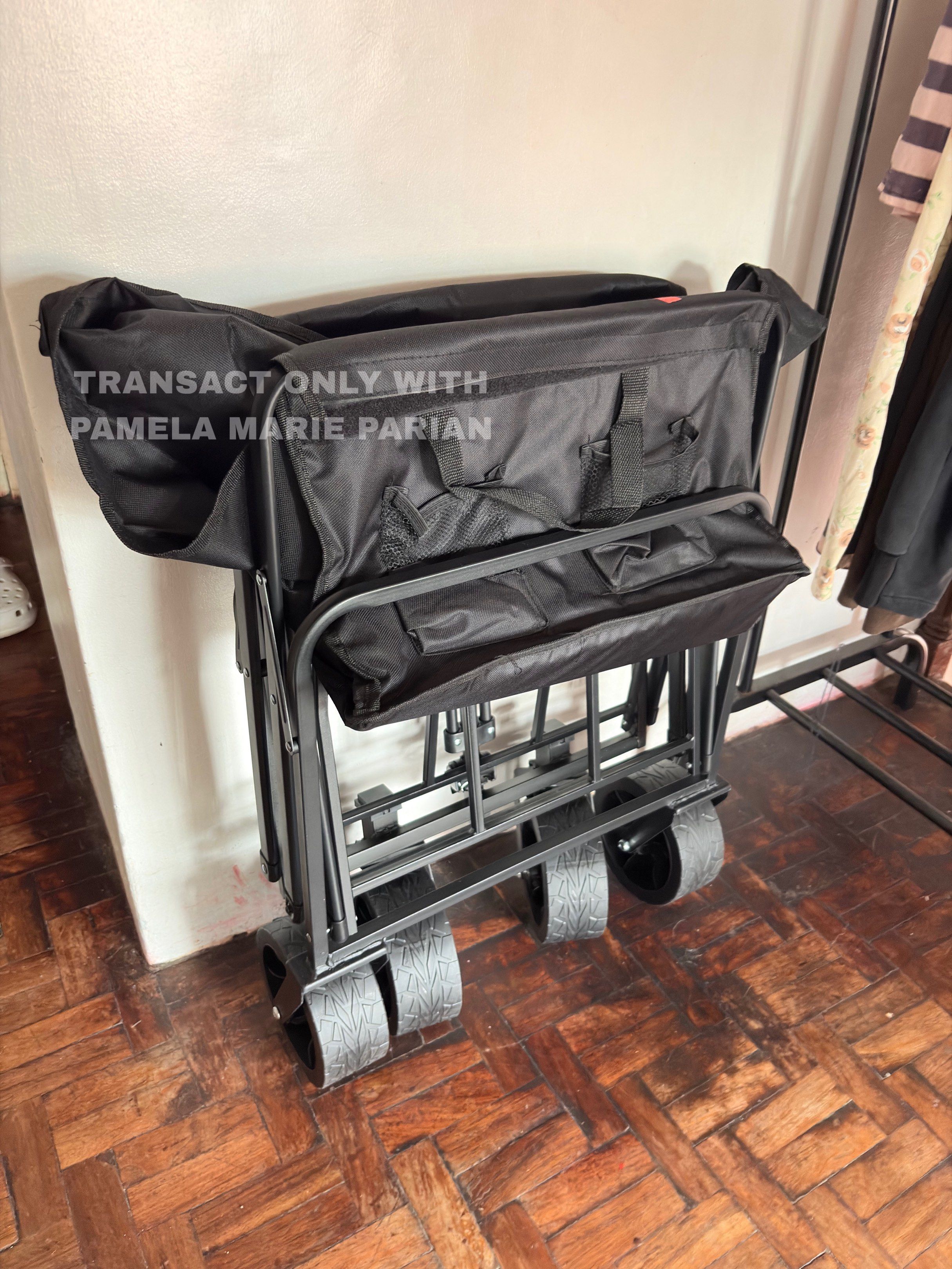 FlashFish Folding Wagon Trolley (Category: Strollers) located in Las Pinas. Submitted by phamyyy15 (Listing ID 1420102866, Image 2). Description: - FlashFish folding wagon - Perfect for groceries, luggage, and other items - Sturdy frame - Durable fabric - Folds compactly for easy storage - Easy to maneuver with pull handle Available Sizes Large XL XXL.