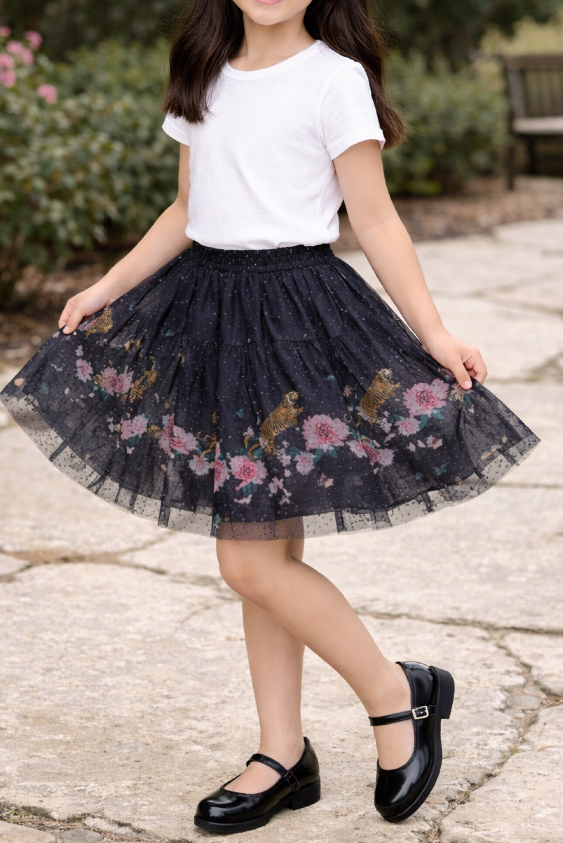 H&M Girls' Tulle Skirt (Category: Babies & Kids Fashion) located in Quezon City. Submitted by ninyacecaco (Listing ID 1420081221, Image 1). Description: - Adorable H&M tulle skirt for girls - Features a beautiful floral and tiger print - Comfortable elastic waistband - Size: EUR 134/140, US 8-10Y, CA 8-10A, MX 134/140, AUS 9-10 - Perfect for special occasions or everyday wear.