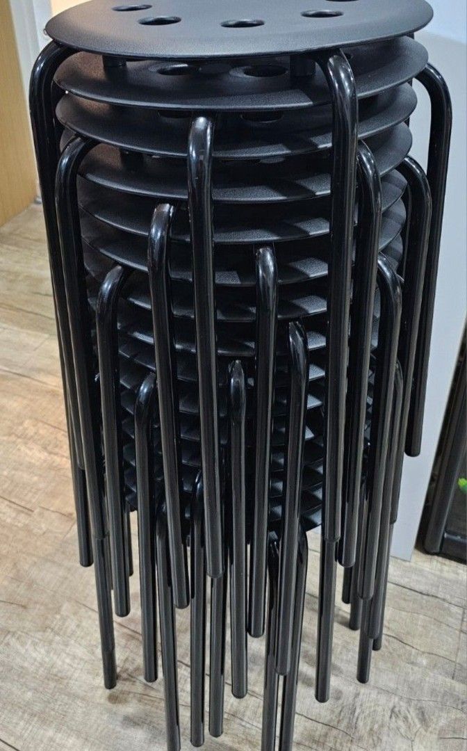 IKEA Stackable Black Stools (Category: Chairs) located in Singapore. Submitted by wlws9 (Listing ID 1420102452, Image 2). Description: - $6 per stool - only used once - left 4 stools - Ideal for extra seating - Easy to store.