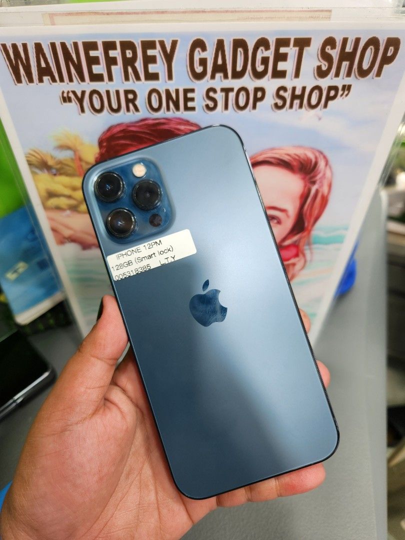 iPhone 12 Promax 128gb (Category: iPhone 12 Series) located in San Juan City. Submitted by wainefreygadgetshop (Listing ID 1420144533, Image 1). Description: iPhone 12Promax 128gb (SMART-LOCKED) ALL GOODS AT WORKING NO HIDDEN ISSUE MAY FACE I.D , MAY TRUETONE READY TO USE UNLI RESET 97%SMOOTH NOTE* *HINDI MAKINIS NORMAL NA PO SA 2NDHAND ,LAGYAN MULANG NANG CASE PANALO NA YAN LANG HONEST ISSUE KAYA MURA! THE REST WALA NA TEST TO SAWA BAGO BAYARAN 