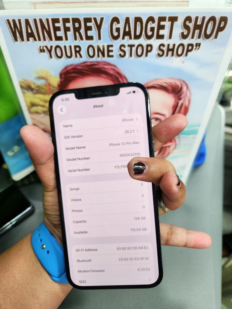 iPhone 12 Promax 128gb (Category: iPhone 12 Series) located in San Juan City. Submitted by wainefreygadgetshop (Listing ID 1420144533, Image 2). Description: iPhone 12Promax 128gb (SMART-LOCKED) ALL GOODS AT WORKING NO HIDDEN ISSUE MAY FACE I.D , MAY TRUETONE READY TO USE UNLI RESET 97%SMOOTH NOTE* *HINDI MAKINIS NORMAL NA PO SA 2NDHAND ,LAGYAN MULANG NANG CASE PANALO NA YAN LANG HONEST ISSUE KAYA MURA! THE REST WALA NA TEST TO SAWA BAGO BAYARAN 