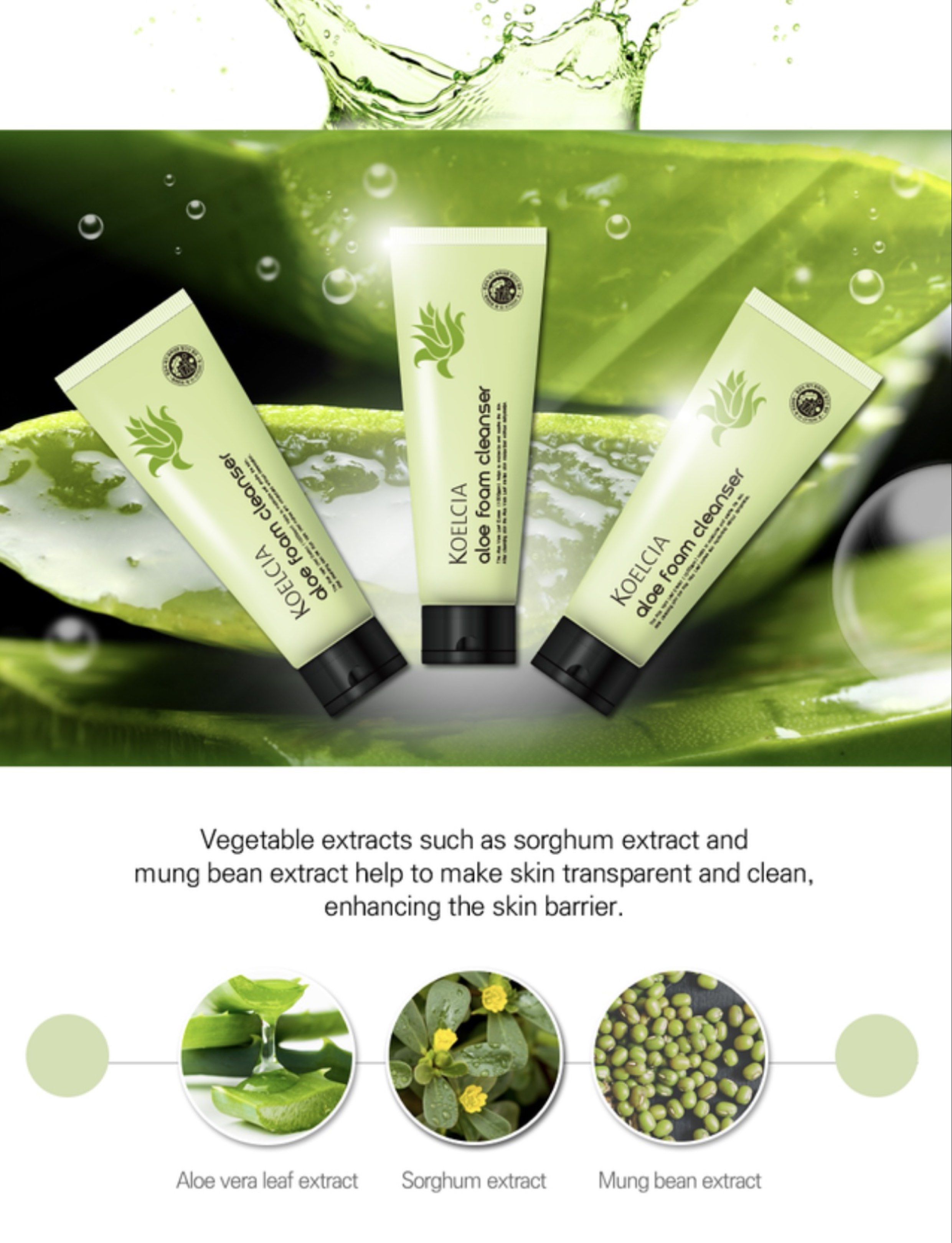 KOELCIA Aloe Vera Foam Cleanser (Category: Face Care) located in Mandaluyong City. Submitted by alyet (Listing ID 1419983672, Image 3). Description: The Koelcia Aloe Foam Cleanser is a K-beauty foam cleanser with aloe vera extract designed for everyday use to gently cleanse and refresh skin. Online product listings describe it this way: it helps remove dirt, oil, and impurities without stripping natural moisture, making skin feel softer and more 