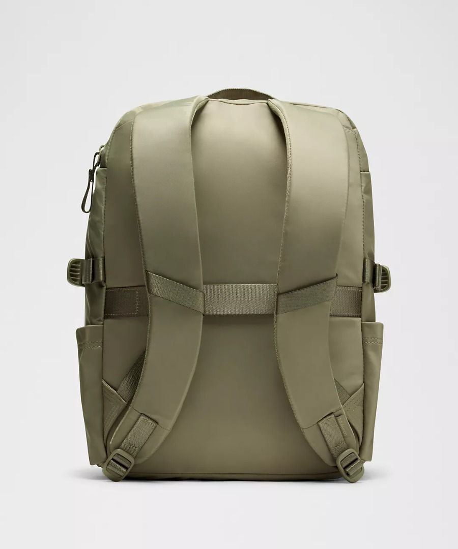 Lululemon New Crew Backpack 22L Updated - Bay Leaf (Category: Backpacks) located in Manila. Submitted by myownclosetforsale (Listing ID 1420115176, Image 3). Description: Water-repellent Adjustable padded straps are designed to evenly spread the load for all-day comfort Exterior zippered pocket to secure your valuables Exterior padded pocket fits a 16" laptop Side pockets for quick access to water bottle and small items Trolley-compatible sleeve 