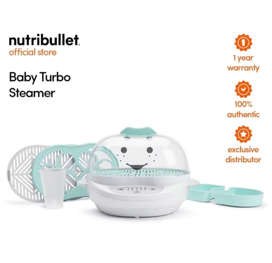 Nutribullet Baby Turbo Steamer (Category: Weaning & Toddler Feeding) located in Mandaluyong City. Submitted by jara68494 (Listing ID 1420071129, Image 1). Description: Nutribullet Baby Food Steamer Brand new Never opened see proof of purchase rfs: gifted baby moov food processor.