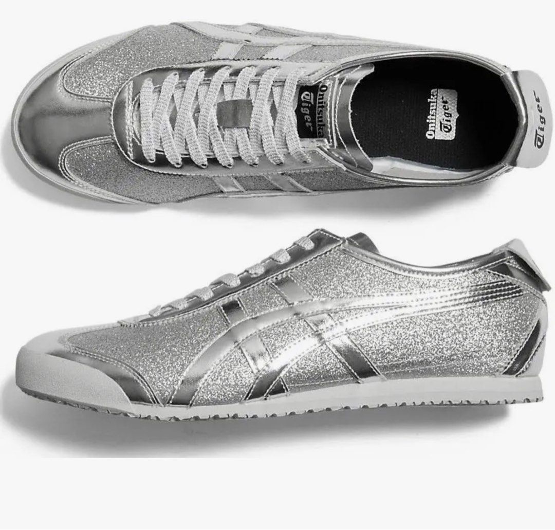 [Limited Edition only available in Japan] Onitsuka Tiger Mexico 66 Silver Glitter Sneakers (Category: Sneakers) located in Singapore. Submitted by loom78 (Listing ID 1420077282, Image 2). Description: - Brand new Onitsuka Tiger Mexico 66 - Silver glitter color - Includes original box and extra laces - Never worn and only limited edition in Japan - Perfect for adding a touch of sparkle to your outfit! - meet up only at Hillview or Beauty World mrt