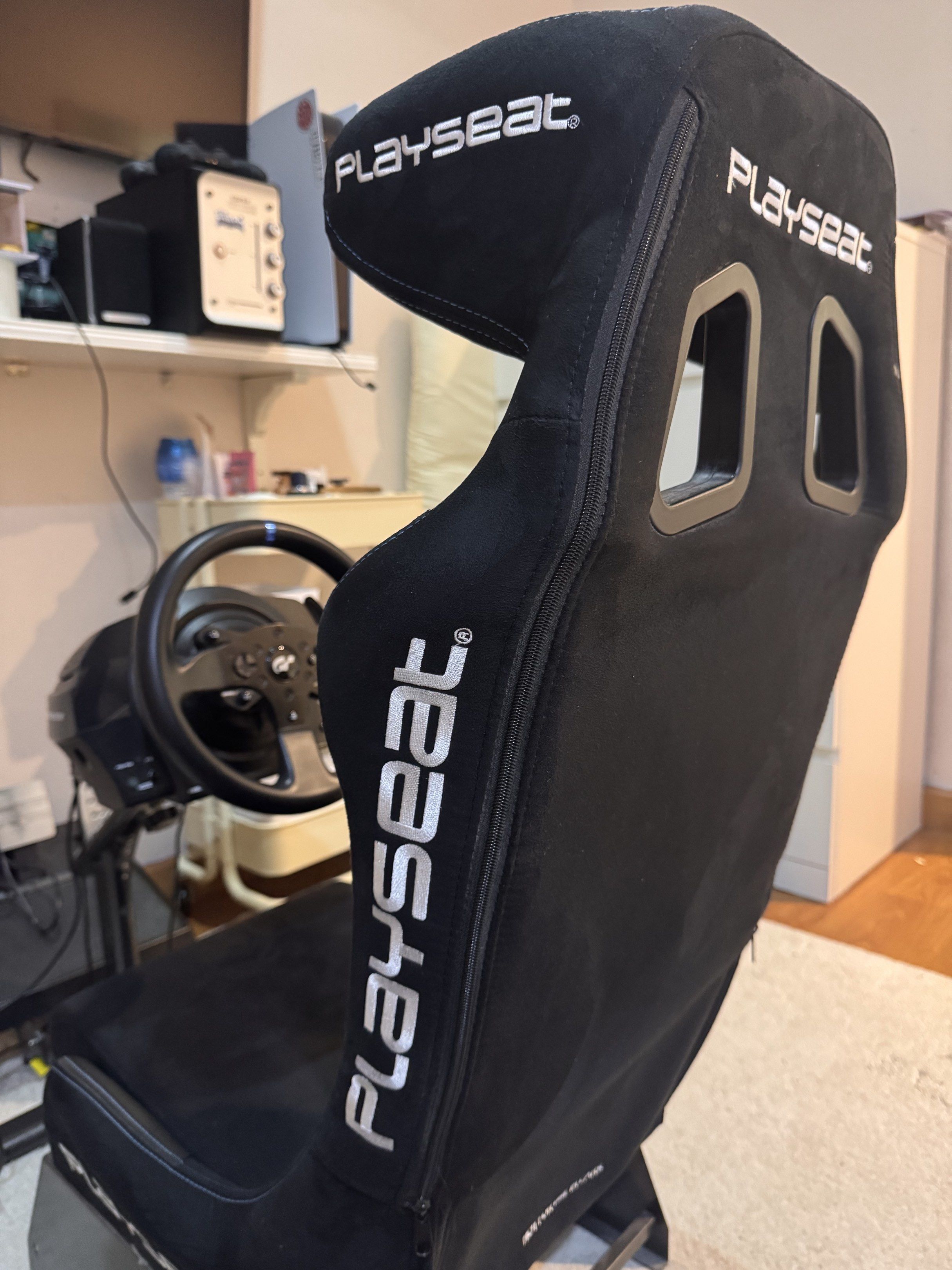 Racing simulator Thrustmaster (Category: PlayStation) located in Johor Bahru. Submitted by shopwithelyna (Listing ID 1420082889, Image 2). Description: Thrustmaster T300 force feedback racing wheel and pedals RM1800 Playseat evolution pro racing seat RM1200 (Can buy separately) All in excellent condition 10/10! Original box included .