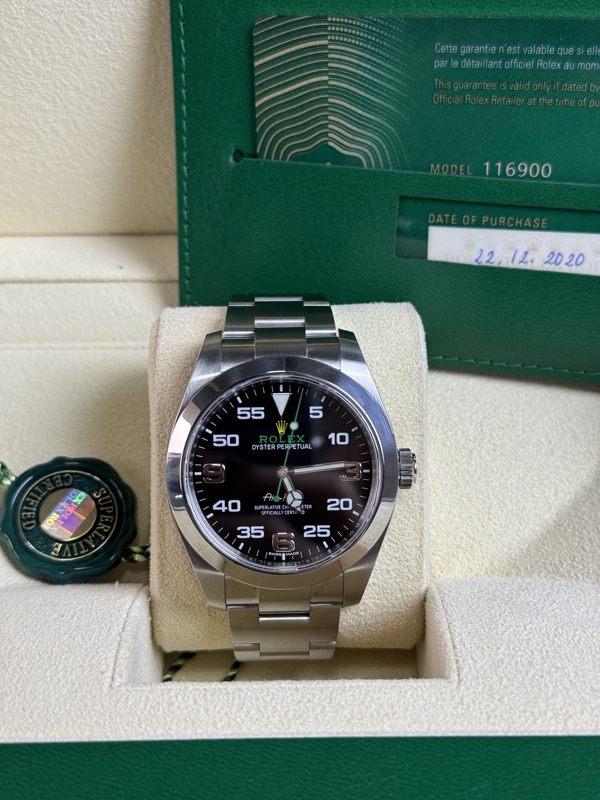 Rolex AirKing (Category: Luxury Watches) located in Quezon City. Submitted by LuxPieces (Listing ID 1420094786, Image 3). Description: Rolex Airking NFC Card Size 40mm Year 2020 Ref. 116900 Amazing condition Full set 435k only.