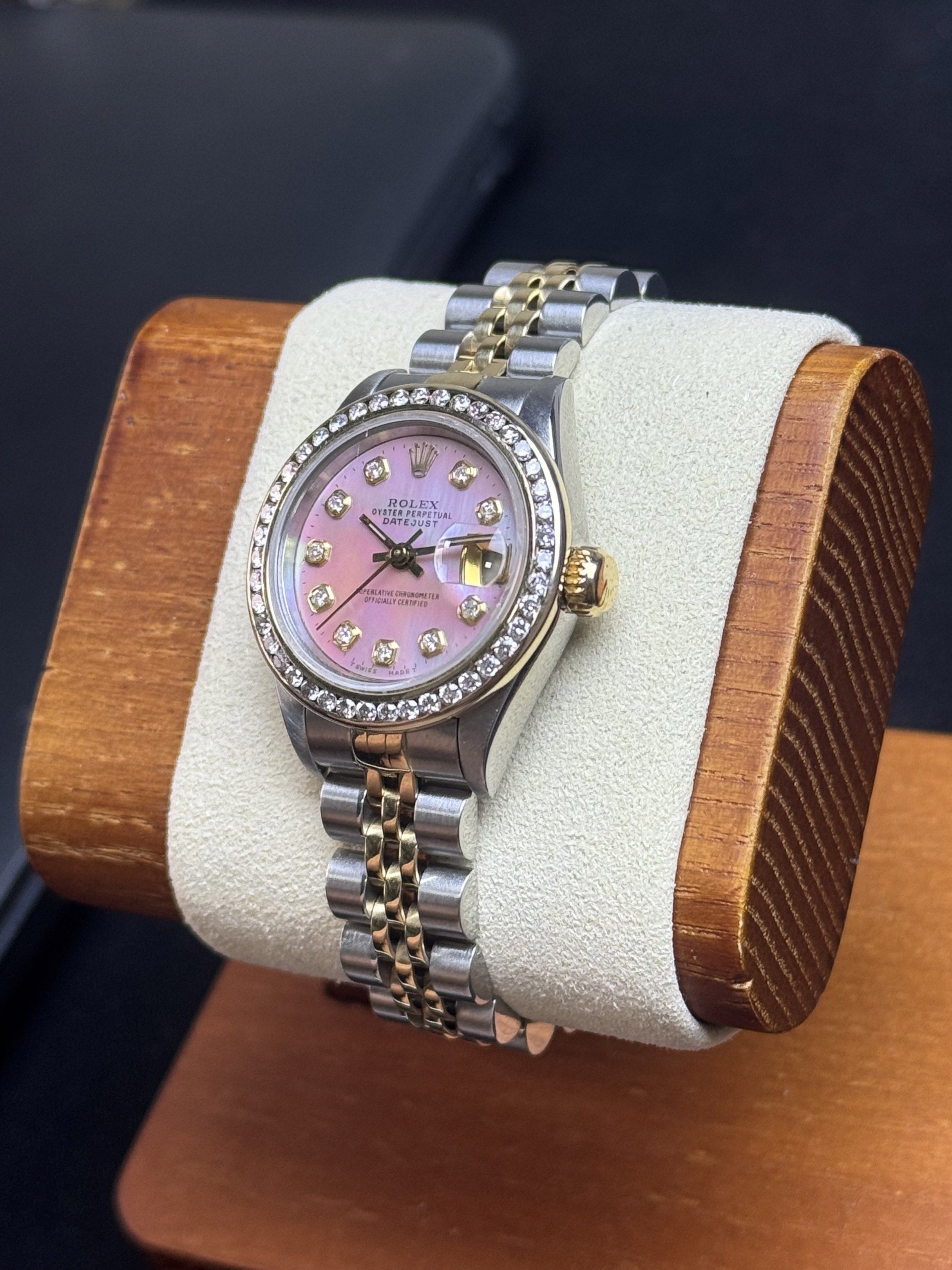Rolex Datejust (Category: Luxury Watches) located in Quezon City. Submitted by LuxPieces (Listing ID 1420098191, Image 3). Description: Rolex Datejust Size 26mm MOP Dial (HK Customized) Customized Bezel No lug holes Year 1998 Ref. 69173 Watch only 250k only.