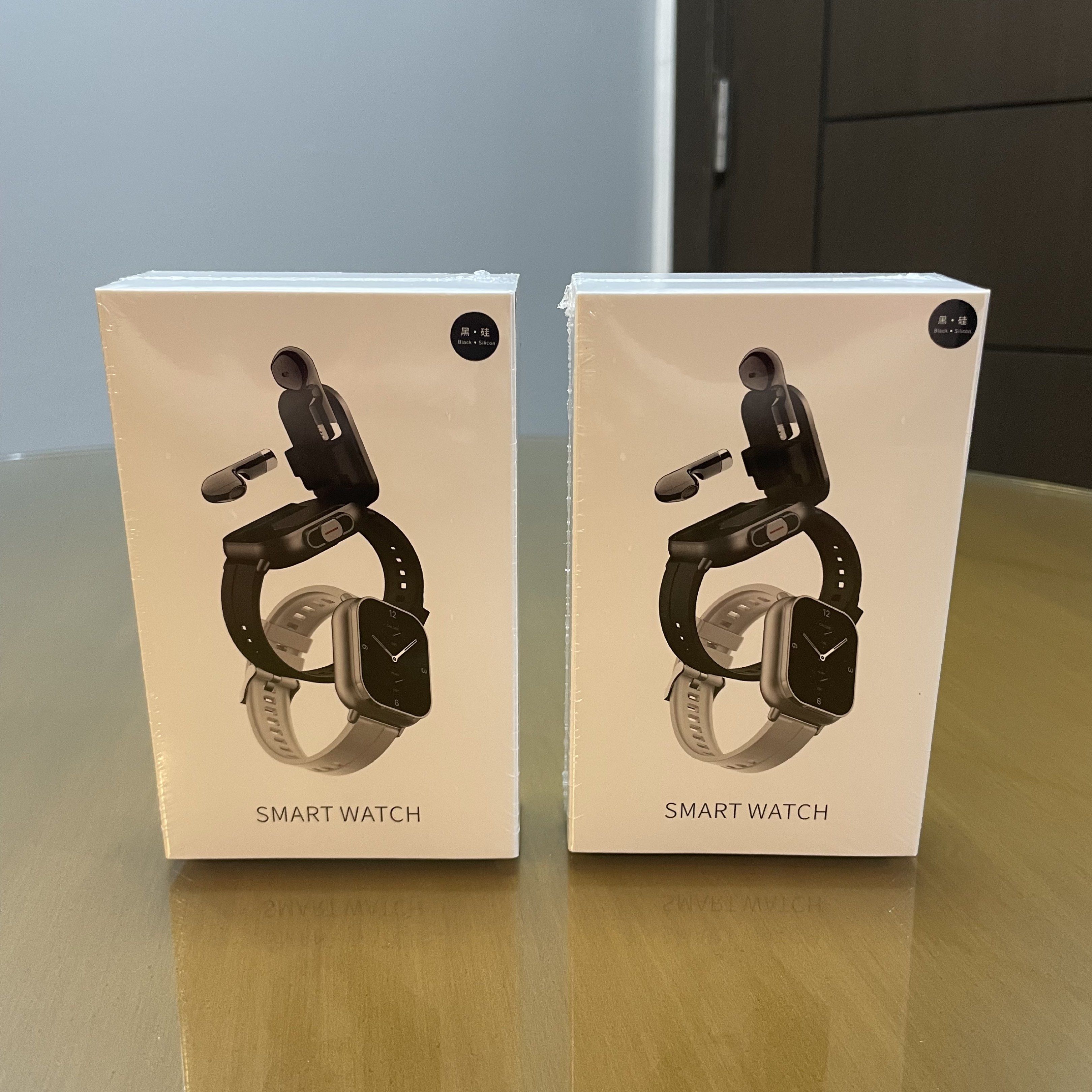 Smart watch with earbuds (Category: Wearables & Smart Watches) located in Quezon City. Submitted by ldld8 (Listing ID 1420135245, Image 1). Description: - Brand new and sealed - Includes original packaging - Features a QR code for an operation video - Made in China.