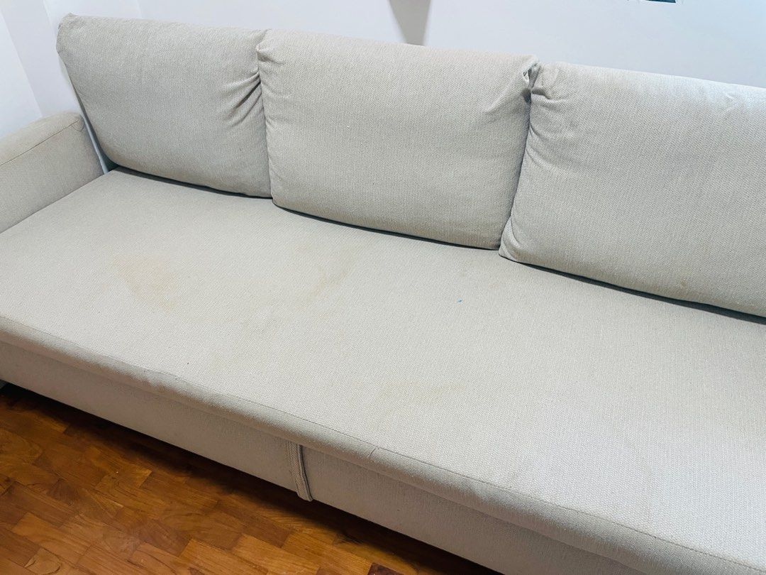 Sofa Bed (Category: Bed Frames & Mattresses) located in Singapore. Submitted by jayelleare (Listing ID 1420119992, Image 1). Description: Sofa bed with detachable armrest and under storage. Pillow fabric can be remove for washing. .