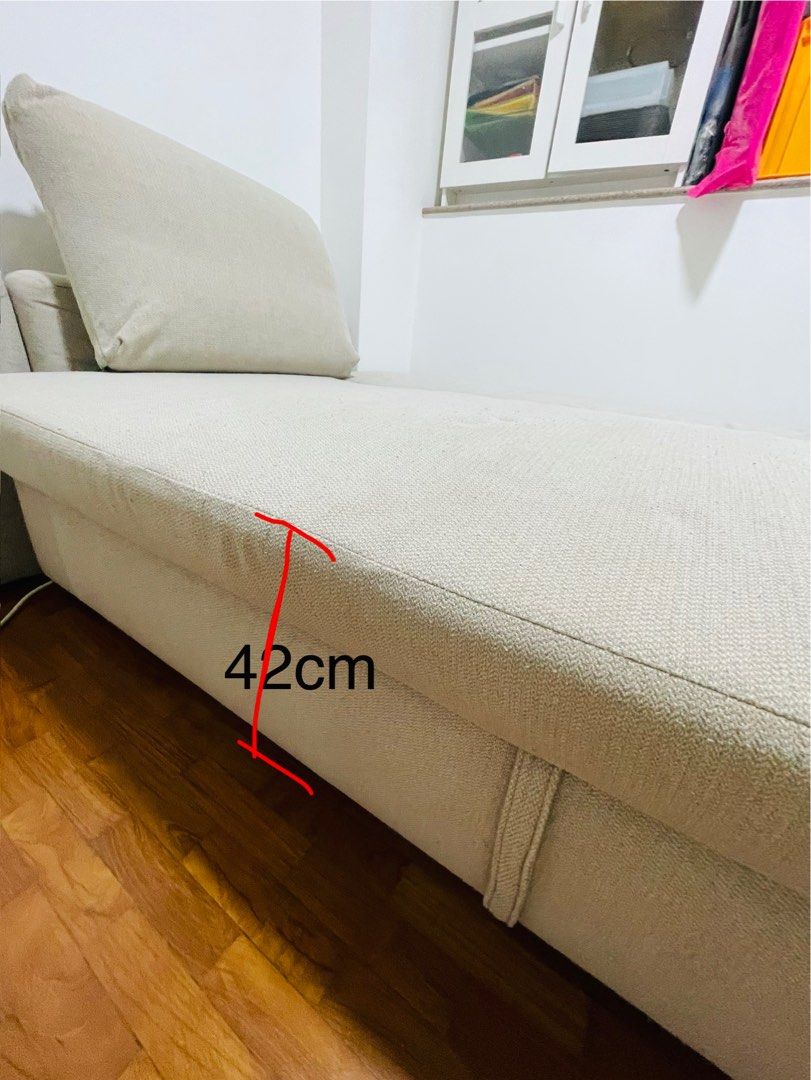 Sofa Bed (Category: Bed Frames & Mattresses) located in Singapore. Submitted by jayelleare (Listing ID 1420119992, Image 3). Description: Sofa bed with detachable armrest and under storage. Pillow fabric can be remove for washing. .