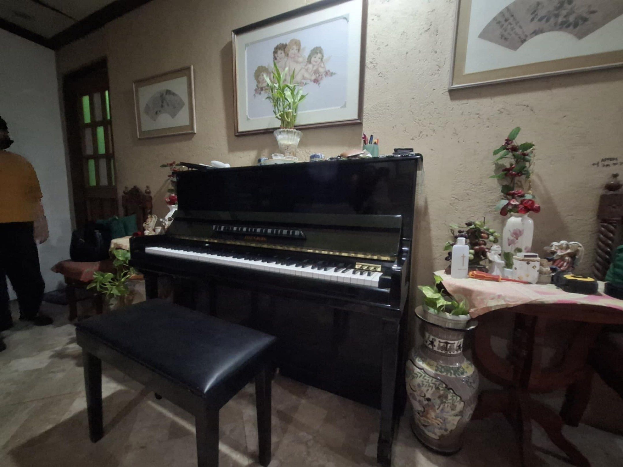 Upright Piano with Bench (Category: Musical Instruments) located in Paranaque City. Submitted by mikaelapoyaoan (Listing ID 1420001559, Image 1). Description: Price slightly negotiable. RFS: moving houses/down-sizing.