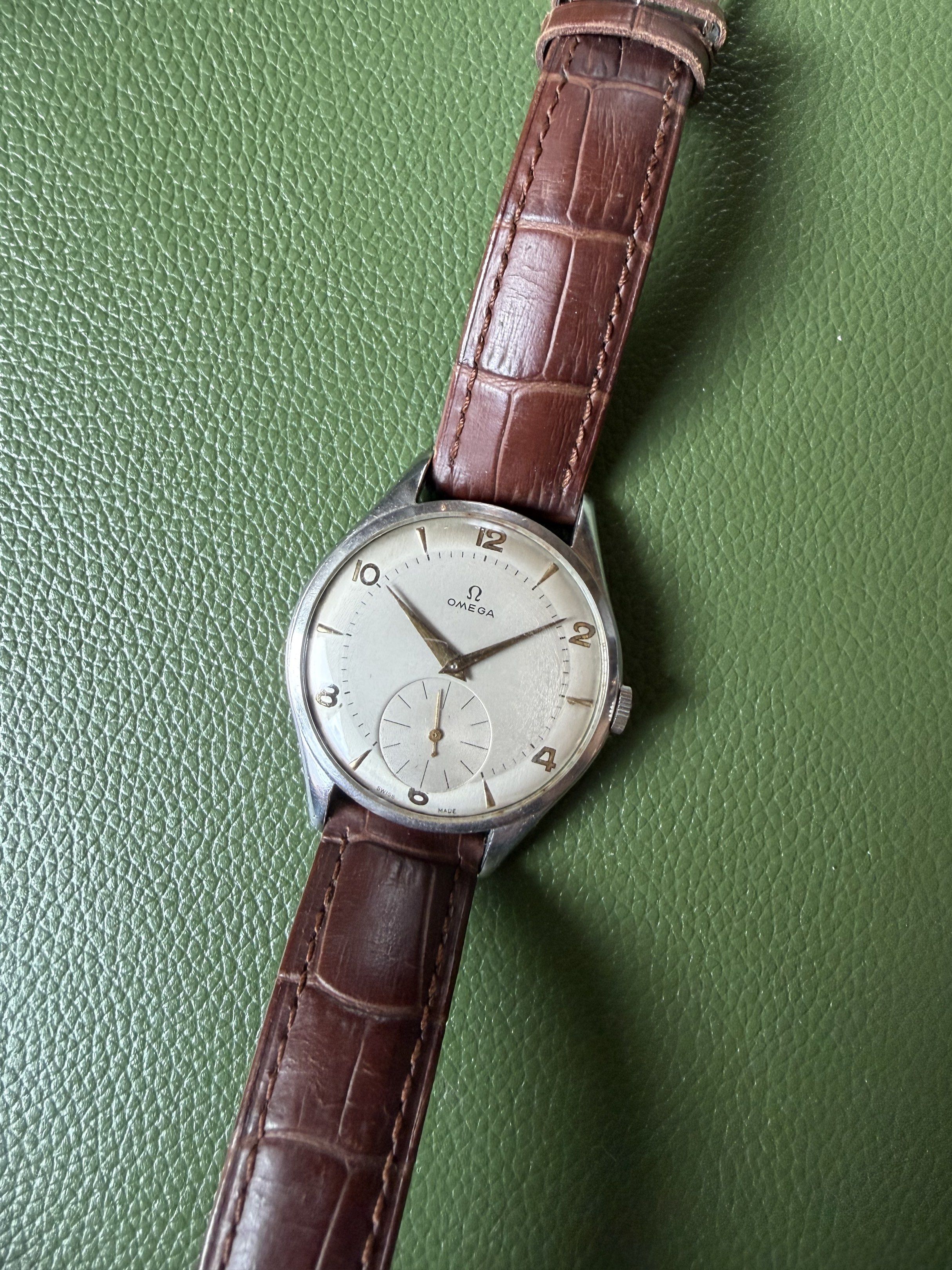 Vintage Omega Jumbo Classic Arrow Markers Silver Dial in Steel Ref 2505 ...