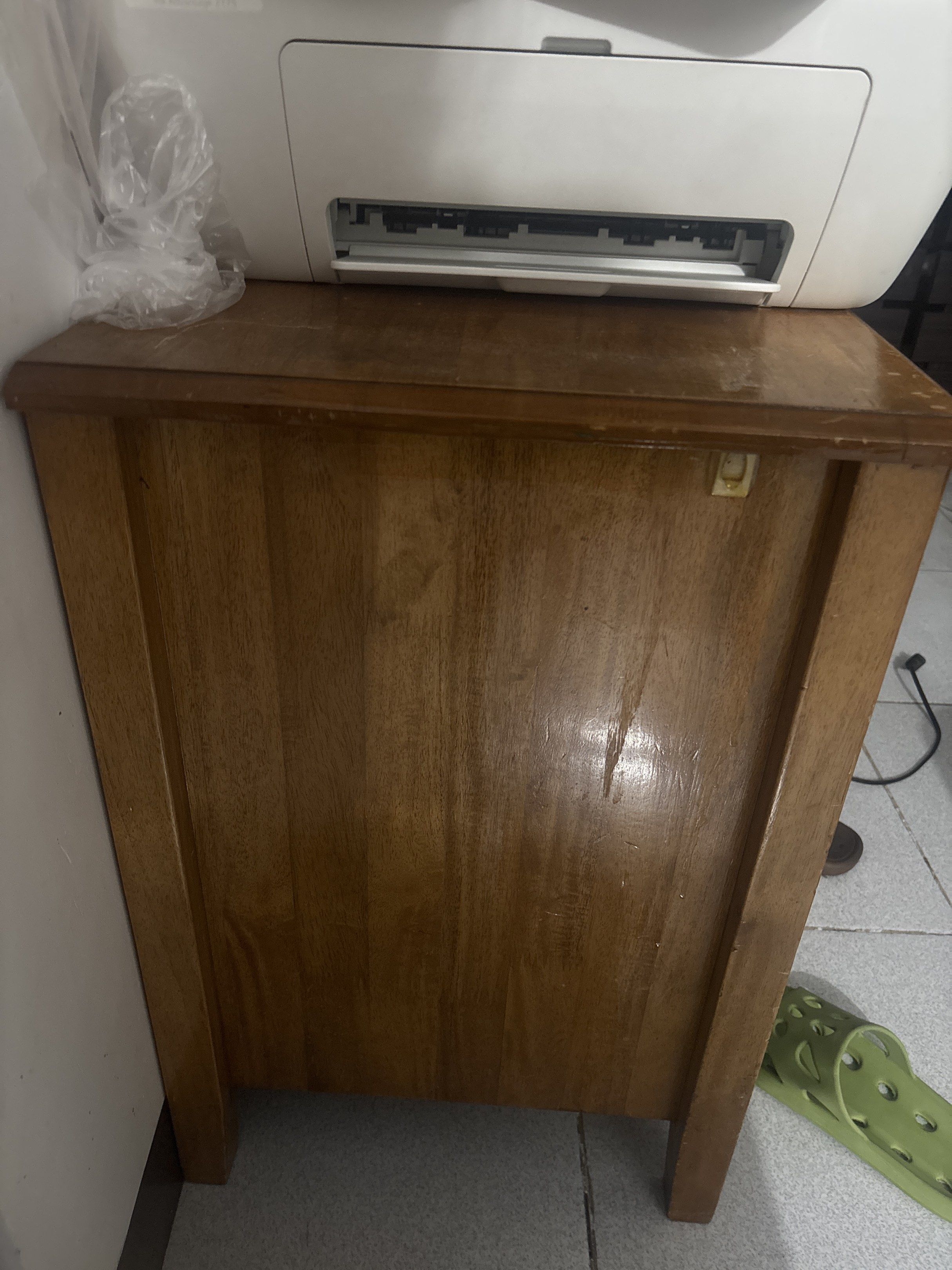 Wooden Nightstand with 3 Drawers (Category: Shelves, Cabinets & Racks) located in Paranaque City. Submitted by coconati (Listing ID 1419997630, Image 2). Description: - Wooden nightstand - Three drawers - Warm wood tone - Simple design - Round wooden knobs - Four legs - Ideal for bedroom or living room - height 60cm - width 52cm.