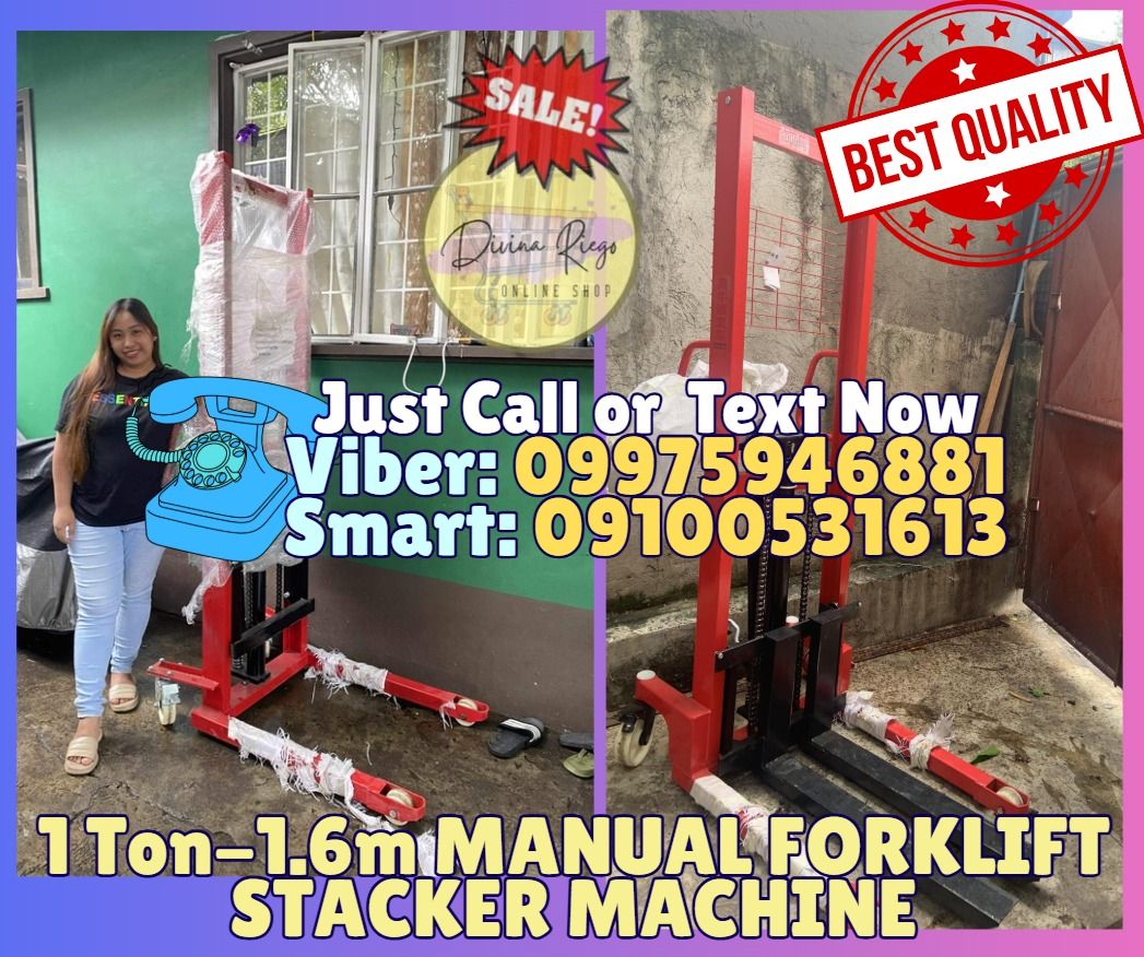 1 Ton Hydraulic Forklift Manual Stacker 1.6 Lifting Height (Category: Construction Tools & Equipment) located in Caloocan City. Submitted by happyphoenix-43f2 (Listing ID 1420190144, Image 1). Description: 🌏 We Can Deliver Nationwide 👉 AP Cargo, LBC & Lalamove etc. Price: 38,000 💥Hydraulic Manual Forklift Stacker 1 Ton to 1.6m Lifting Height Specification: Load capacity: 1000kg Max. Lifting height: 1600mm Lowest fork height: 100mm Fork adjusta